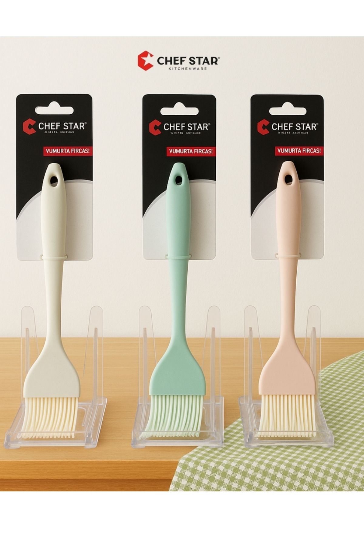 Chefstar ISIYA DAYANIKLI SİLİKON UÇLU ERGONOMİK TUTMA SAPLI YUMURTA FIRÇASI