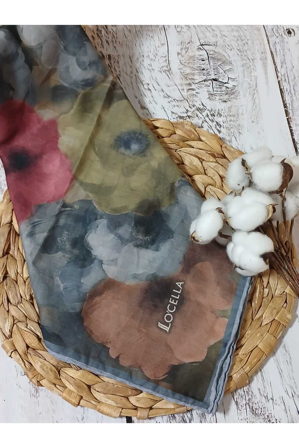 Aydmr Aksesuar Locella Büyük Çiçek Desenli Pamuk Vual Eşarp