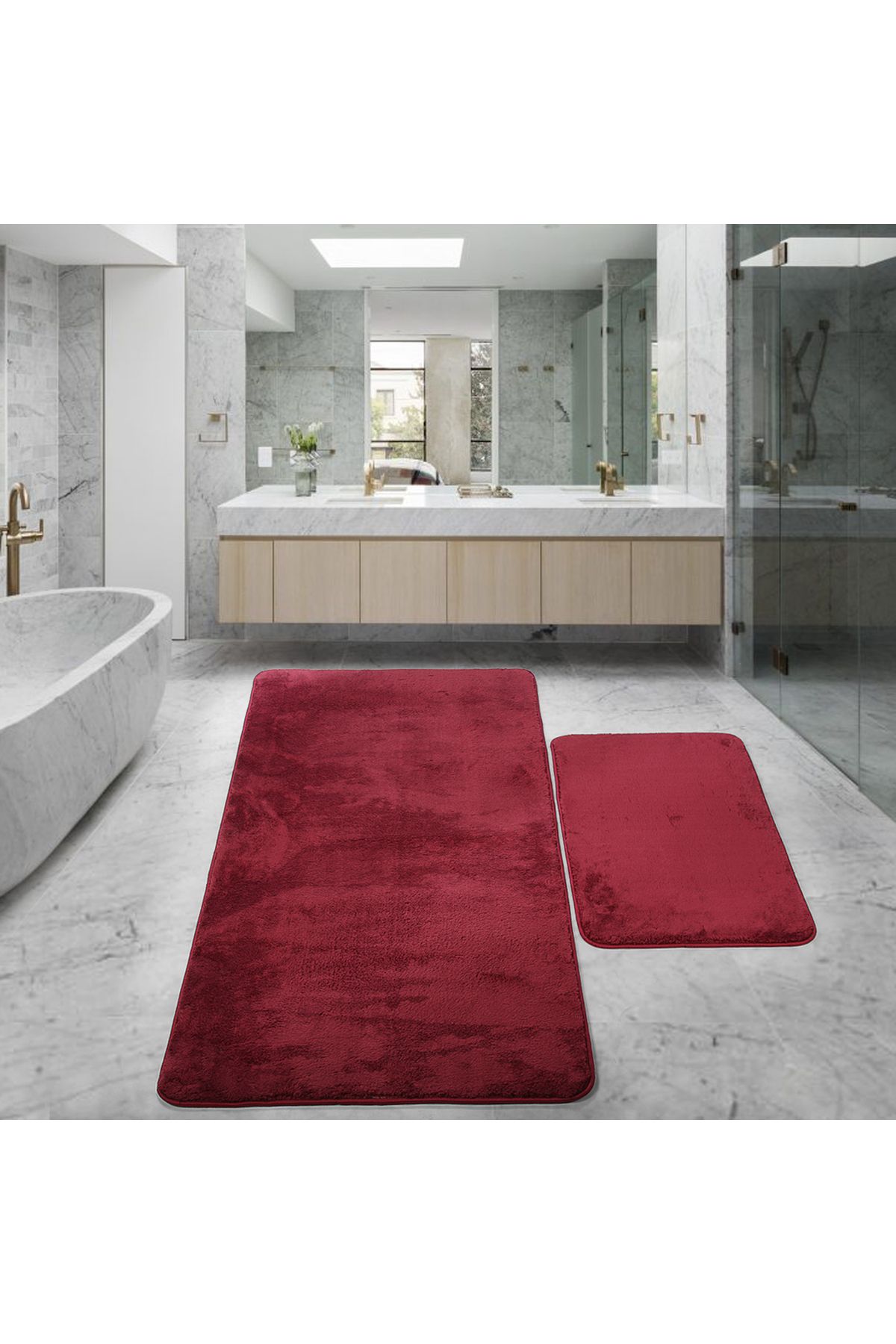 Bestekar LunaSoft Mürdüm Büyük Boy Kaymaz Emici Yumuşak Makinede Yıkanabilir İkili Modern Banyo Paspas Takımı