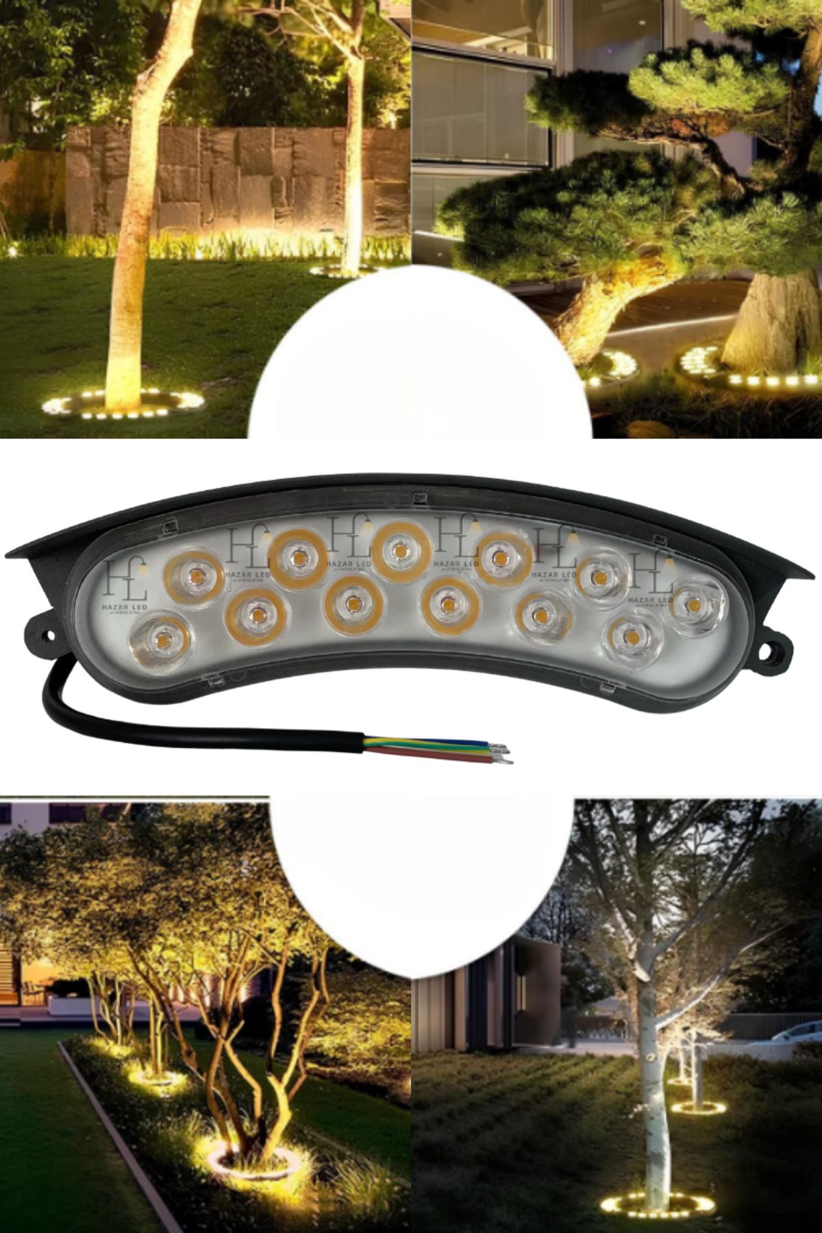 Hazar Led 12 Watt Bahçe Armatürü Led Palmiye Ağaç ve Sütun Aydınlatma IP68 Dış Mekan Bahçe Aydınlatma Beyaz