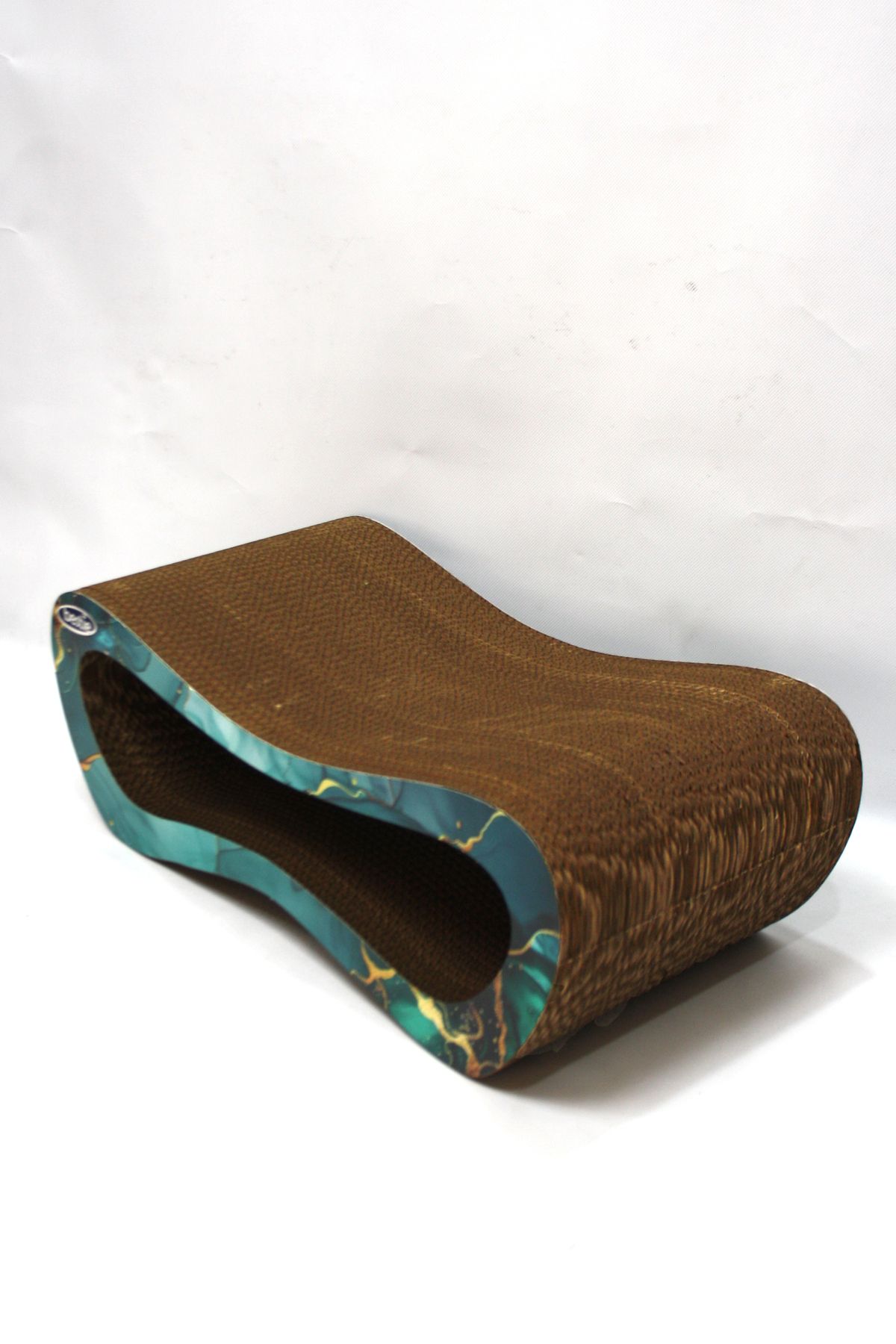 Bestie-Mega 2-Piece - Cat Scratching Sofa Cardboard Cat Scratching Horizontal Scratching- 3D Emerald Pattern 8