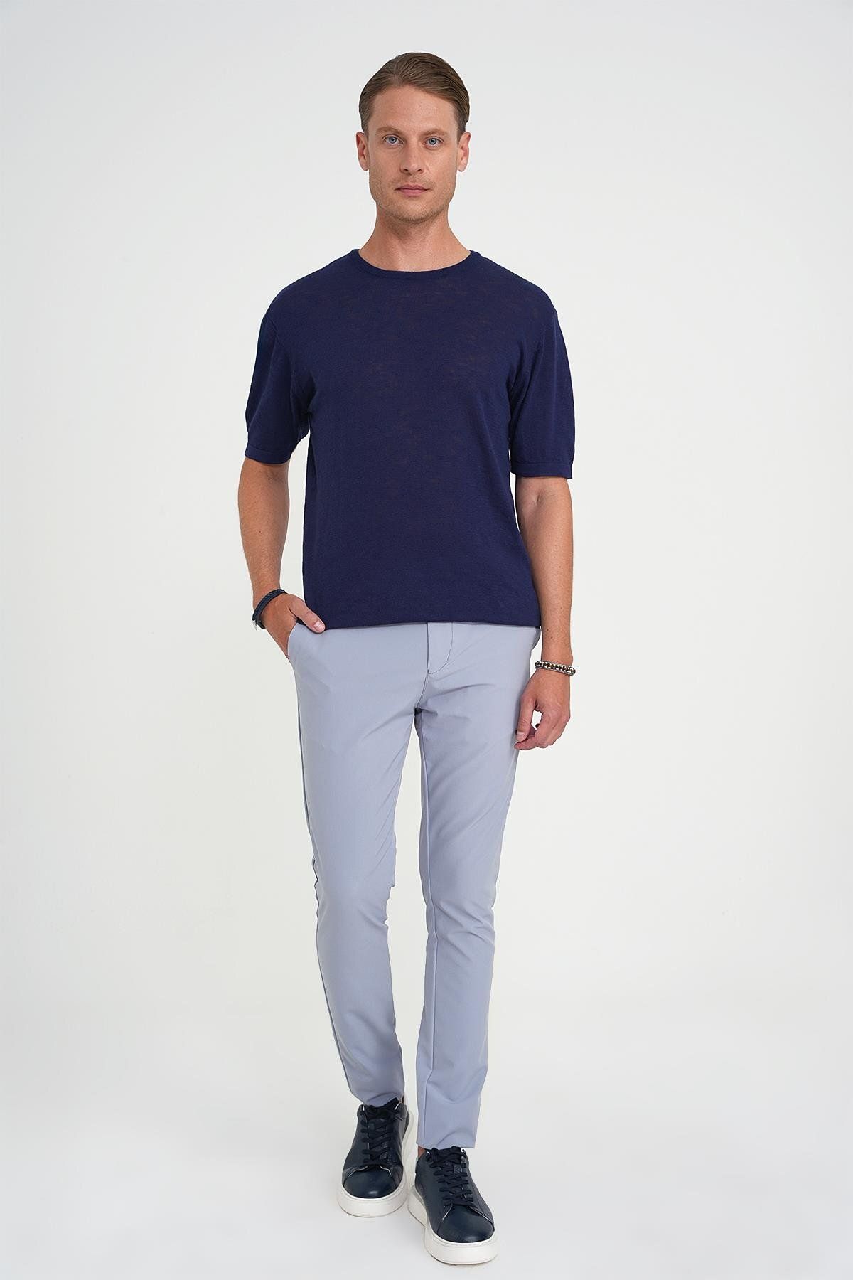 Efor P 1197 PANTOLON SLİM FİT GRİ-MAVİ CASUAL