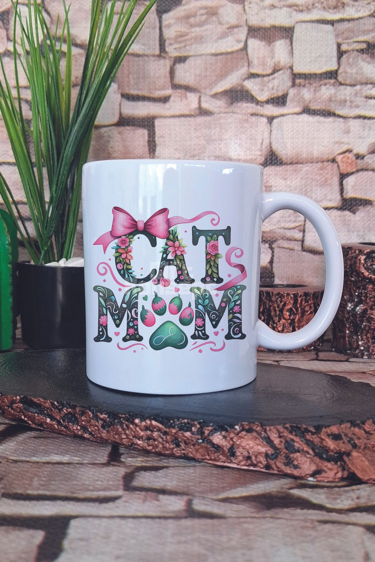 giftkonsept Cat Mom Figürlü Kedi Annesi Kedisever Sevimli Hediyelik Baskılı Çay Kahve Sunum Kupa Bardak
