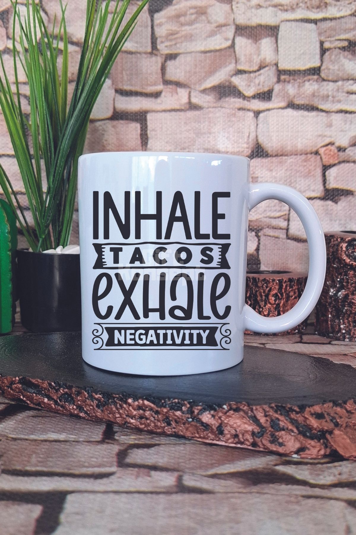 giftkonsept Inhale Tacos Exhale Negativity Yazılı Komik Taco Aşkı Hediye Baskılı Kupa Bardak
