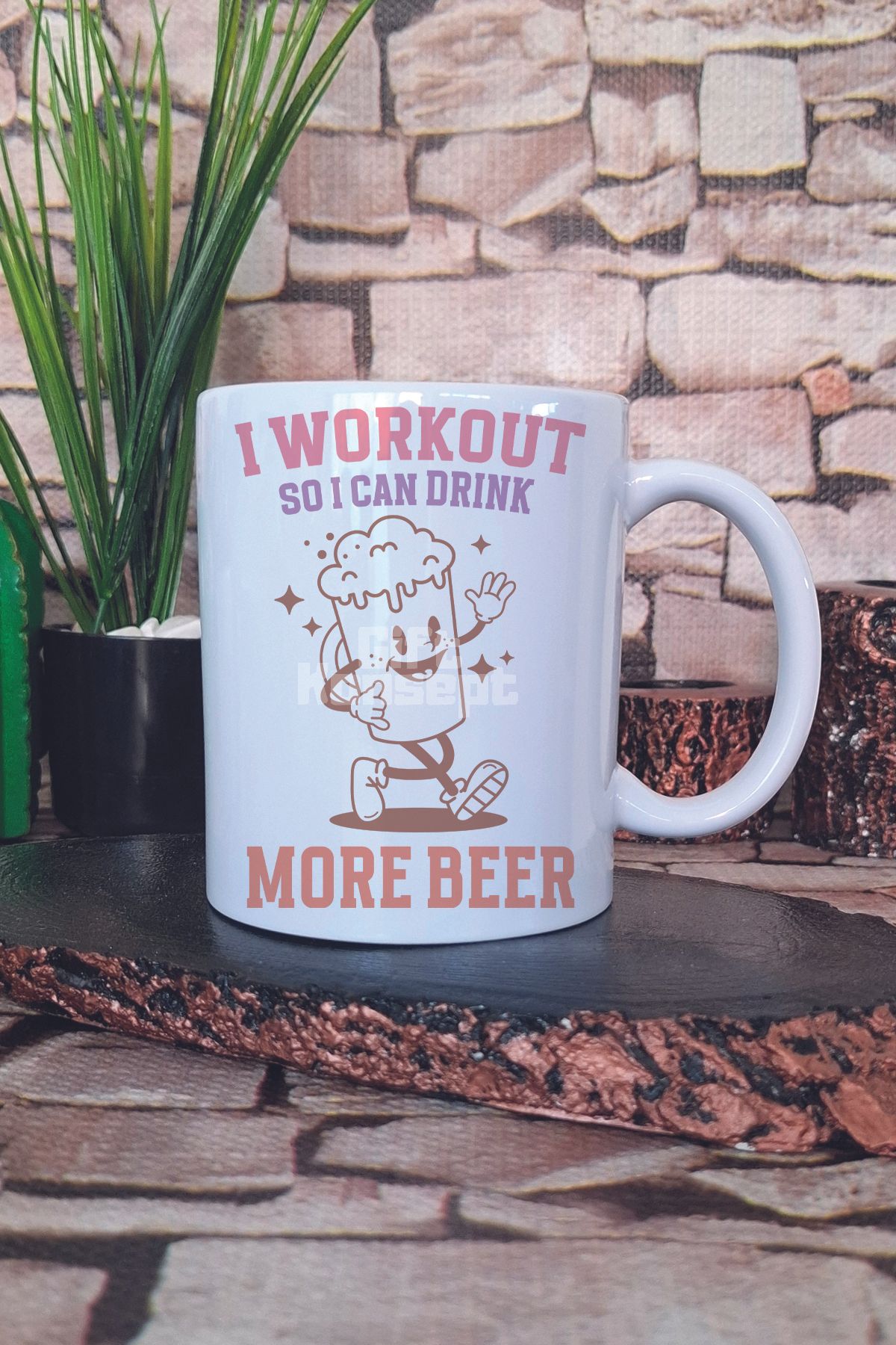 giftkonsept I Workout So I Can Drink More Beer Yazılı Komik Gym Spor Hediye Baskılı Kupa Bardak