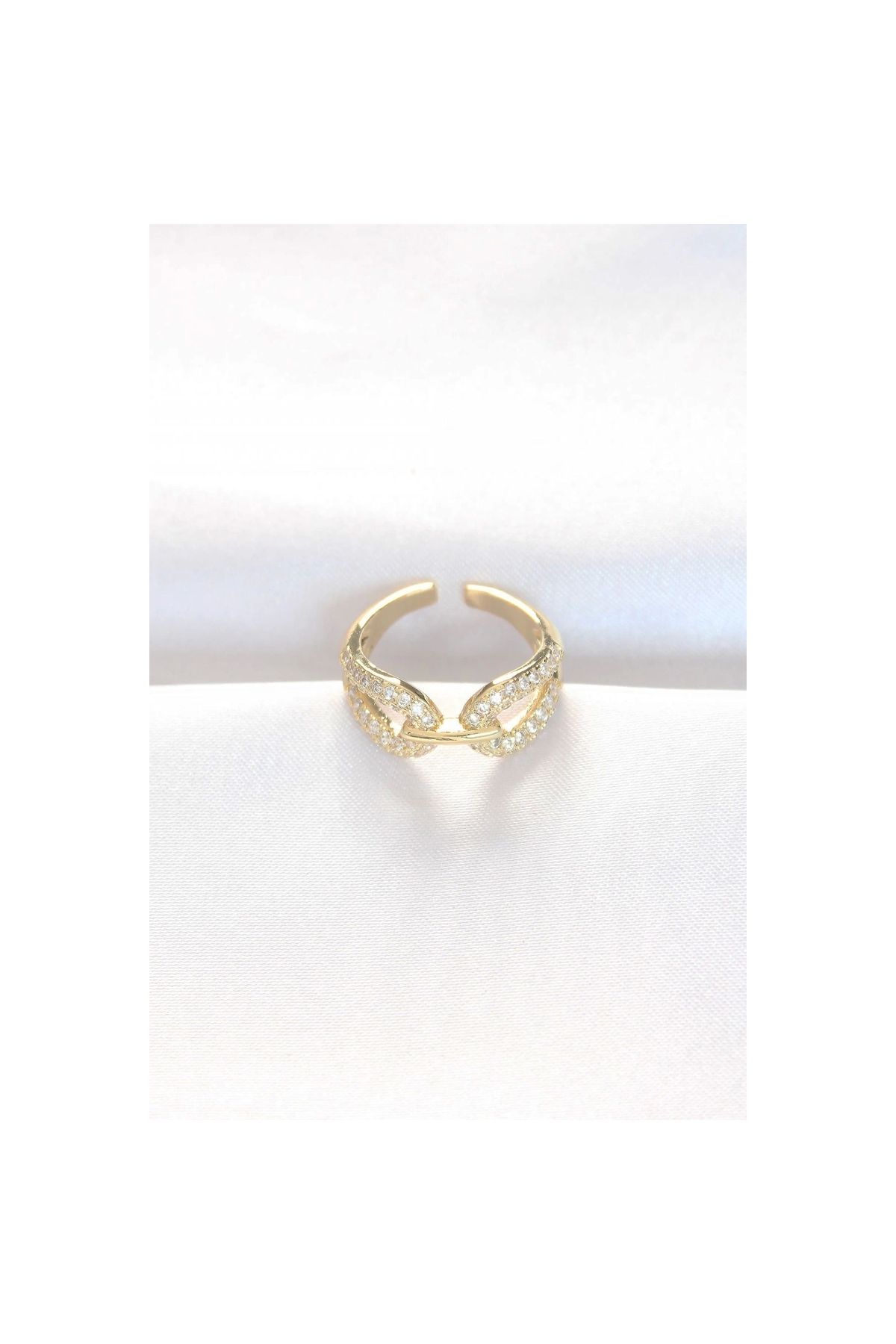 Narnuga Zirkon Taşlı Gold Renk Ayarlanabilir Yüzük - TJ-BYK3109