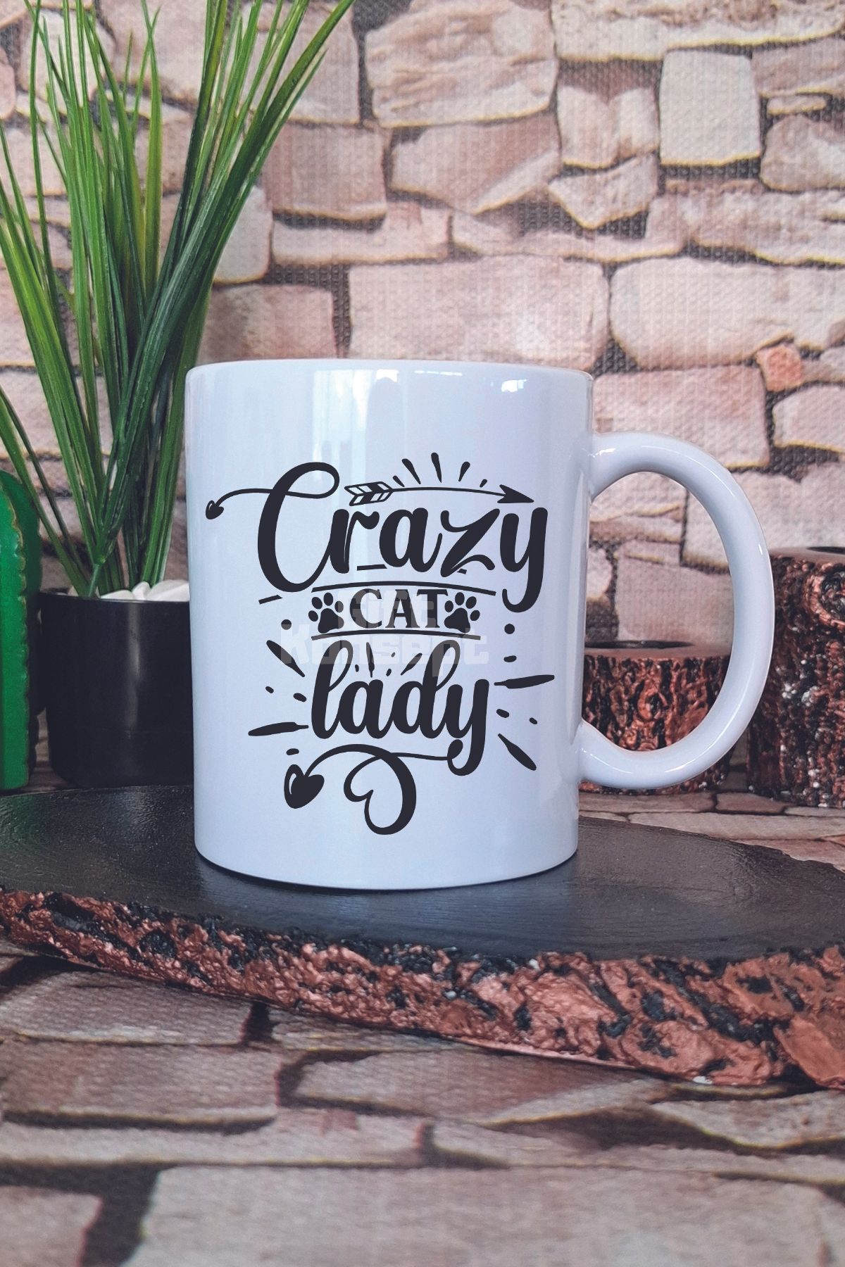 giftkonsept Crazy Cat Lady Baskılı Kedi Delisi Kadın Kedisever Hediyelik Baskılı Çay Kahve Sunum Kupa Bardak