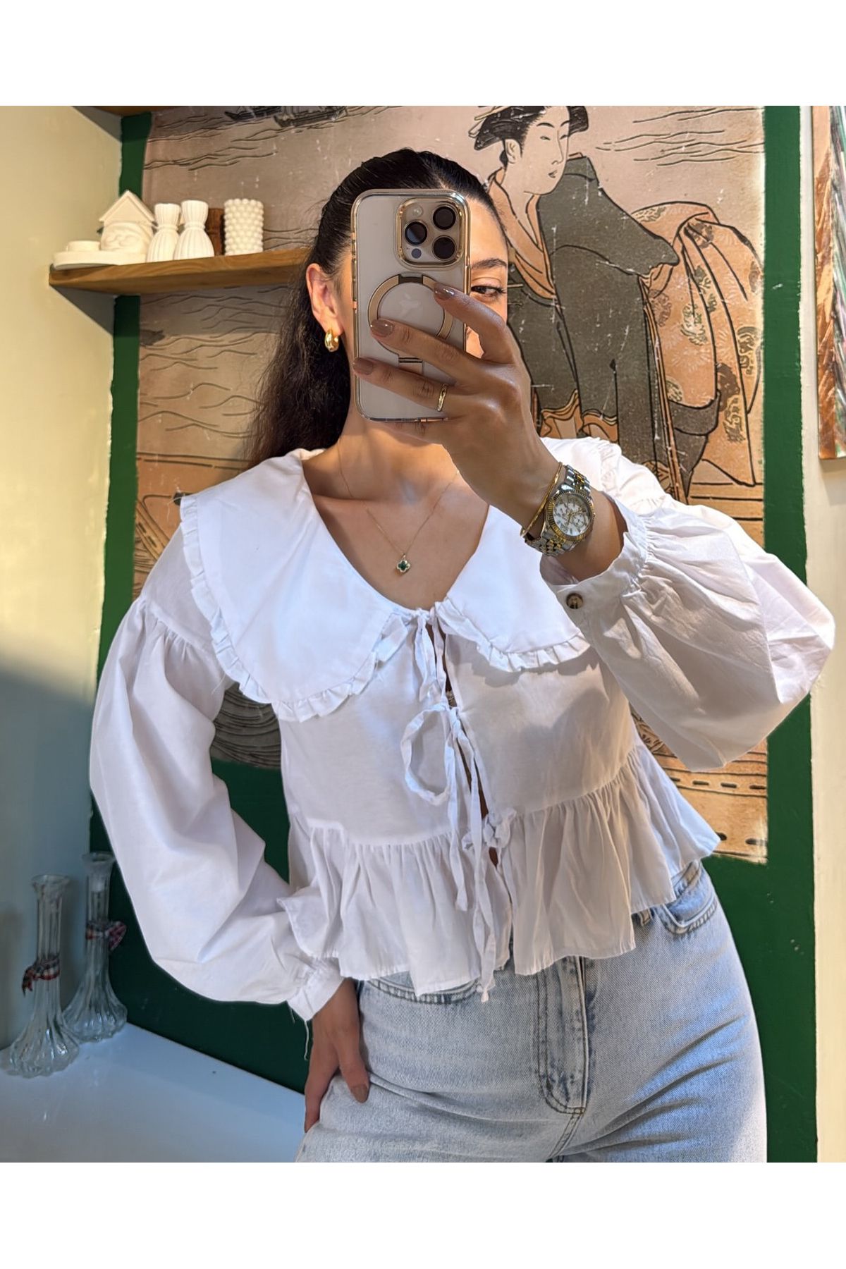 Voga Butik Kadın Bebe Yaka Önden Bağlamalı Pinterest Gömlek