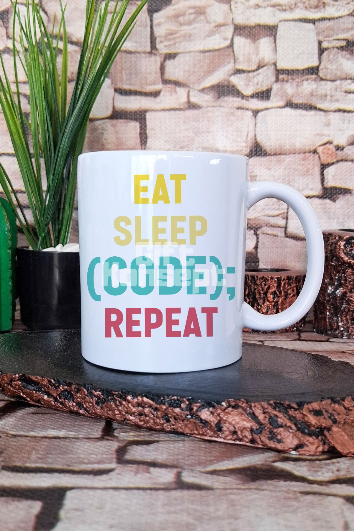 giftkonsept Eat Sleep Code Repeat Baskılı Yazılımcı Hediyelik Baskılı Çay Kahve Sunum Kupa Bardak