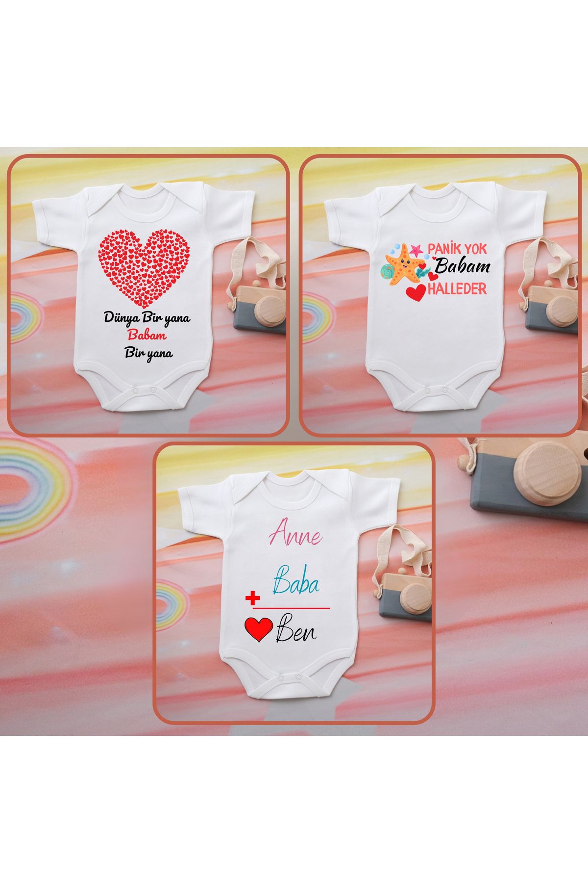 soft wing Baba Hediye Seti Bebek Zıbını 3lü %100 Pamuklu Bebek Çıtçıtlı Zıbın
