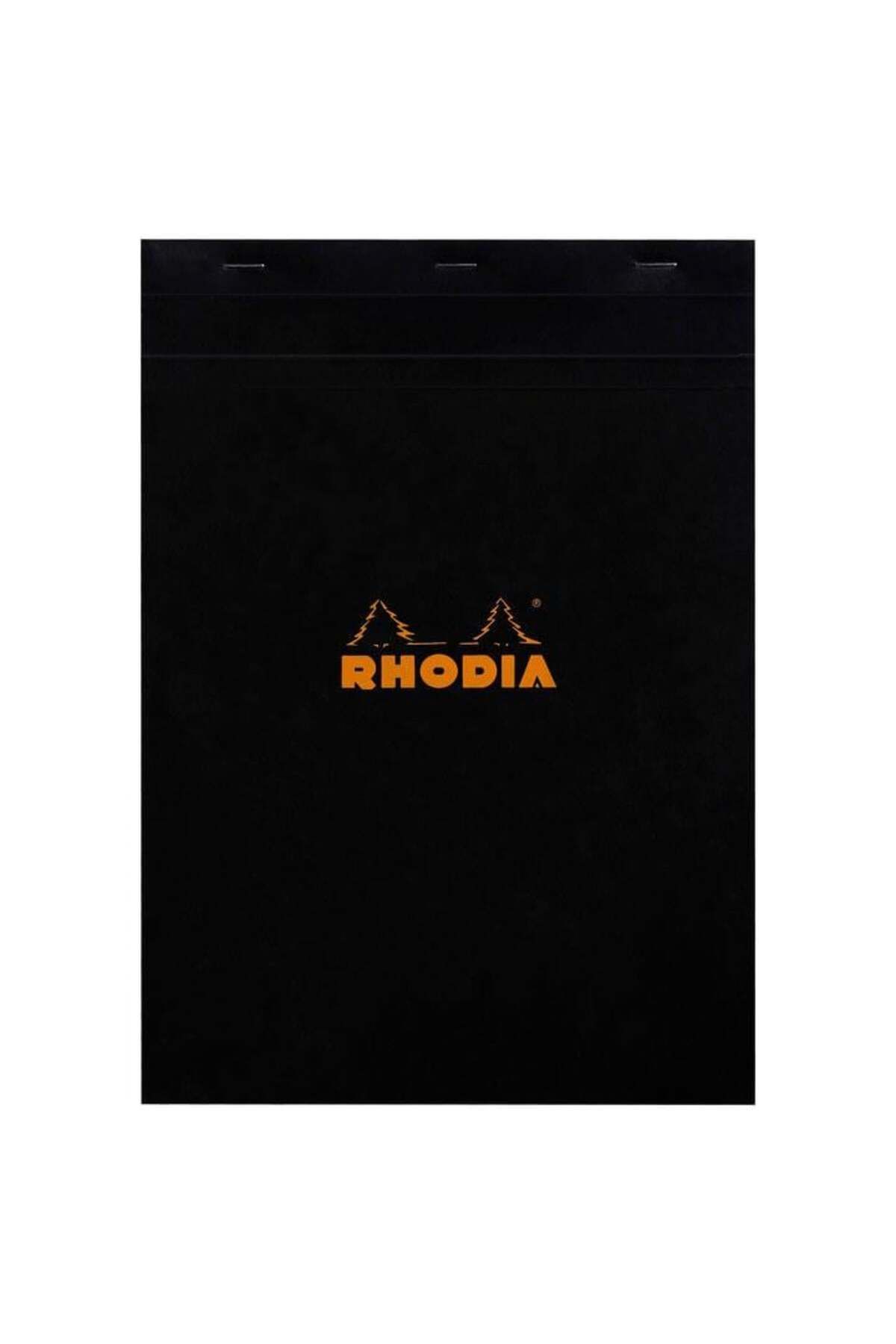 Rhodia Basic Üstten Zımbalı Bloknot A4 Kareli Siyah