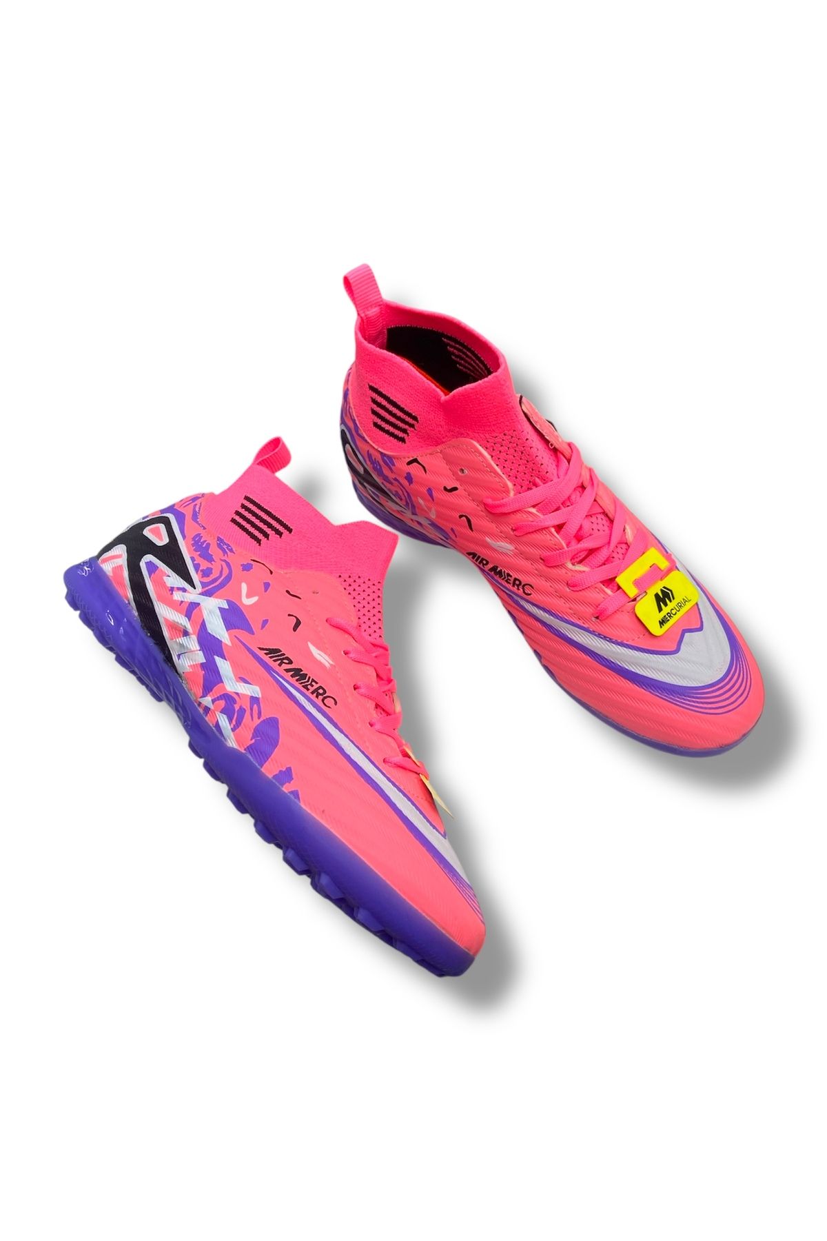 güneşayakkabı Çoraplı Halısaha Ayakkabı Neon Pembe Desenli
