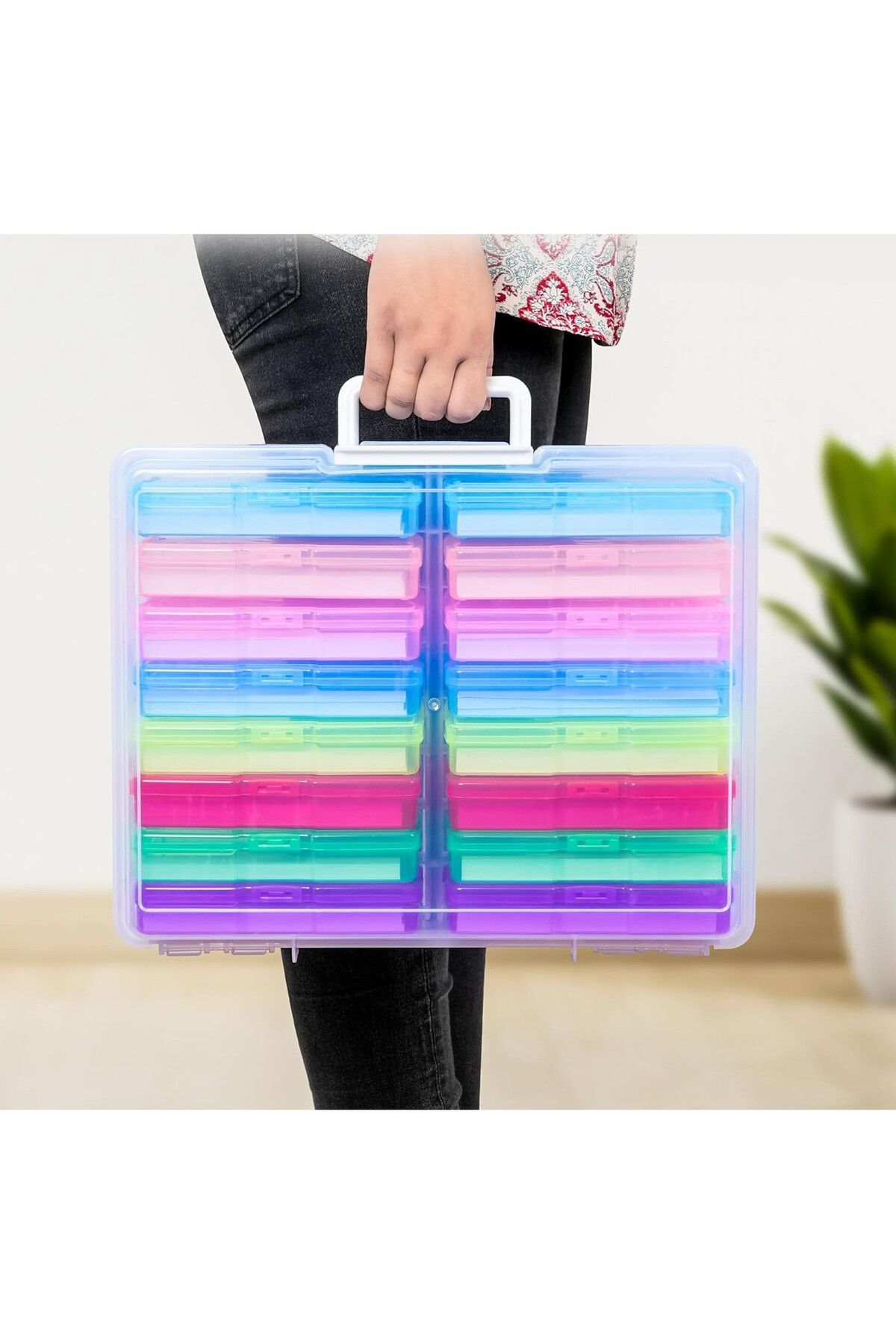OEM-Portable boxes for storing small items, 16 pieces, foldable handle and secure closure 6