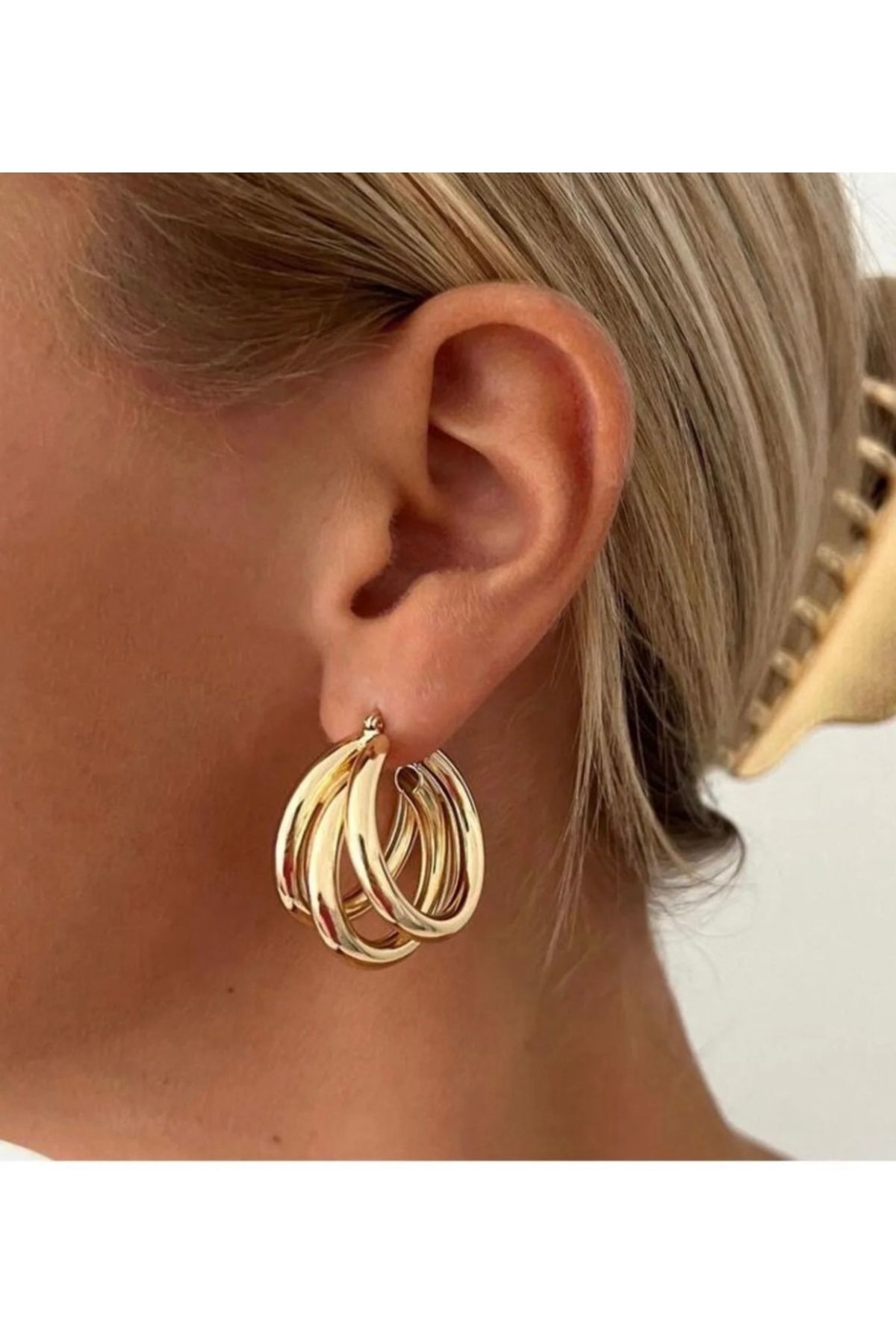 Twinssis Accessories 3’lü Yarım Daire Halka Küpe