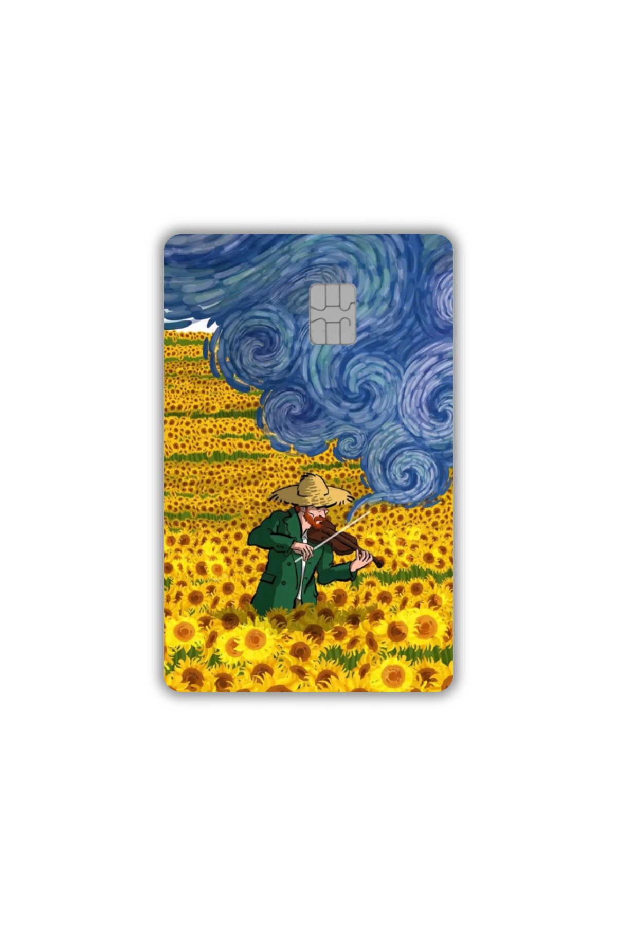 yoyadizayn Keman Çalan Van Gogh Yıldızlı Gece Öğrenci Kartı, Metro Kartı, Akbil, Kredi Kartı Kaplama KÜÇÜK ÇİP
