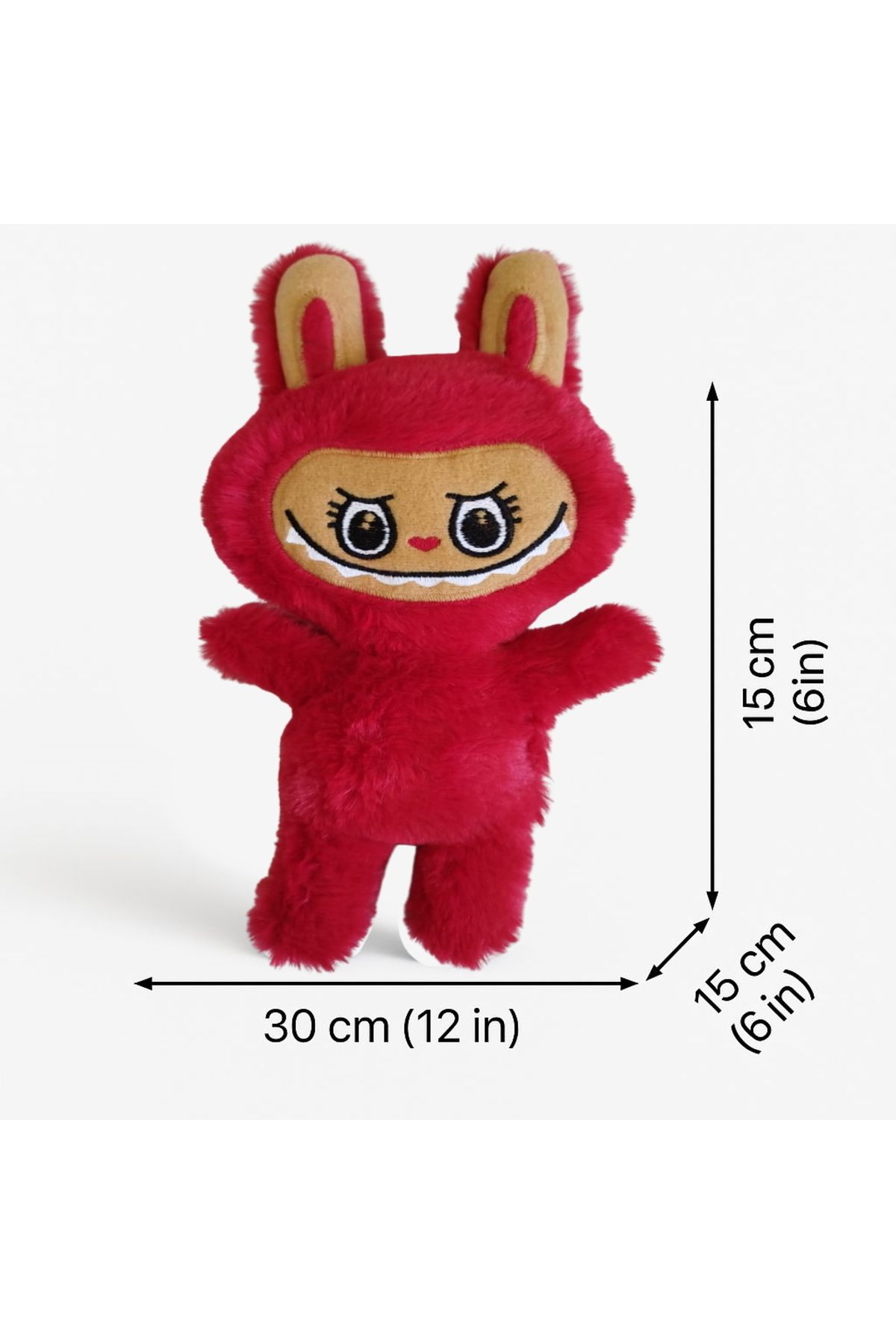 Hediye Deposu Labubu Peluş Oyuncak 30 cm – Sevimli ve Yumuşacık Karakter Oyuncak kırmızı