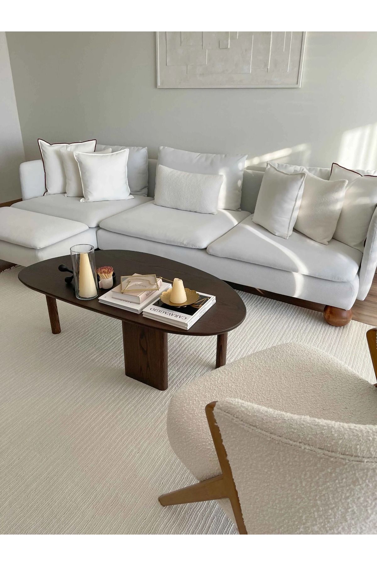 Trend Home Turgut Halı Bohem İskandinav Beyaz Püsküllü Yumuşak Doku Modern Dekoratif Halı Modeli