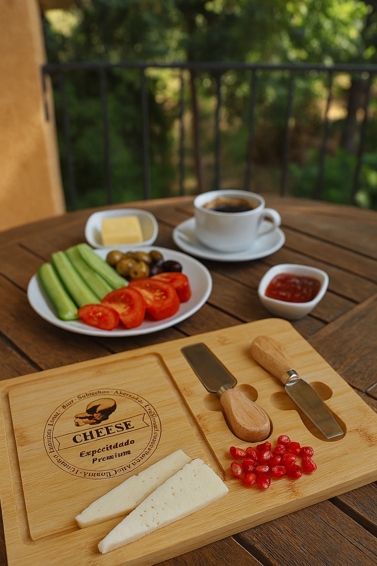 LUMİNA Naturel Bambu Bıçaklı Peynir Sunum Seti