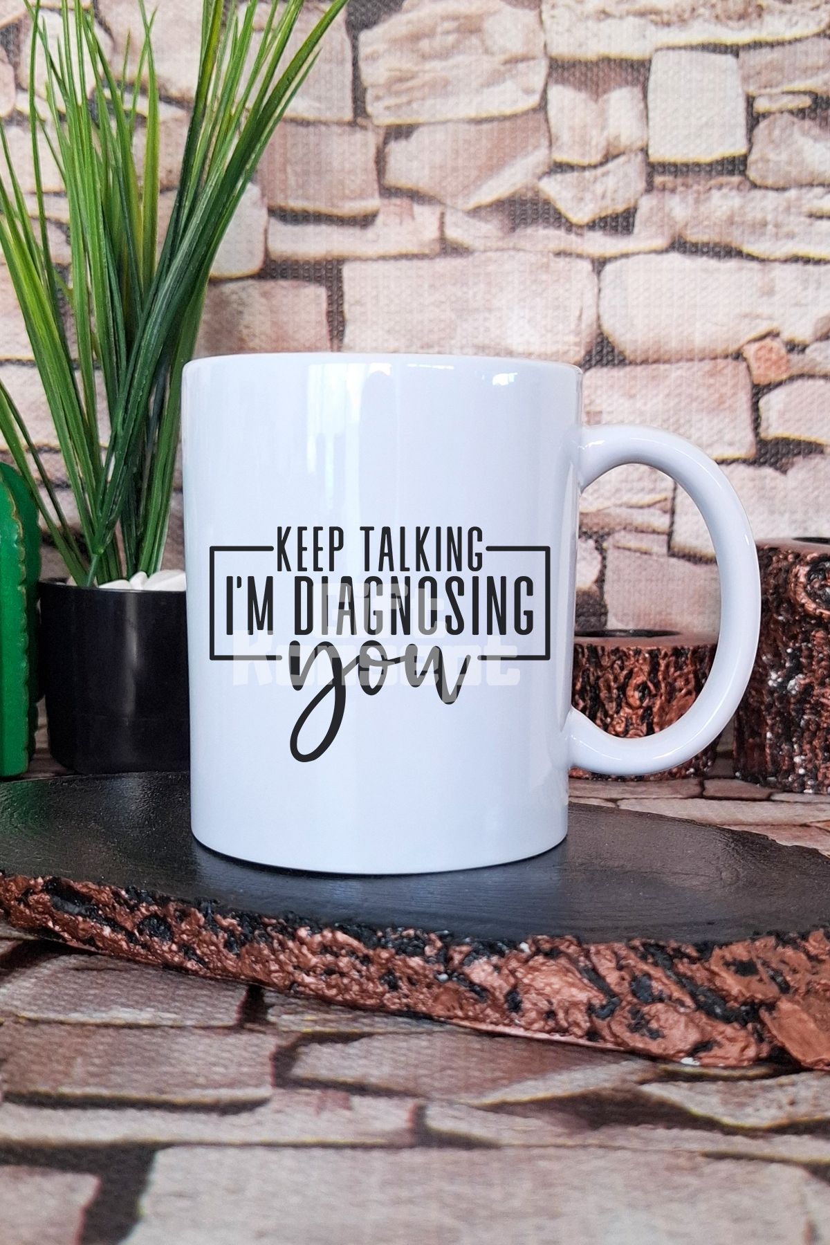 giftkonsept "Keep talking i'm diagnosing you" Kendini Gözlem Hediyelik Baskılı Çay Kahve Sunum Kupa Bardak