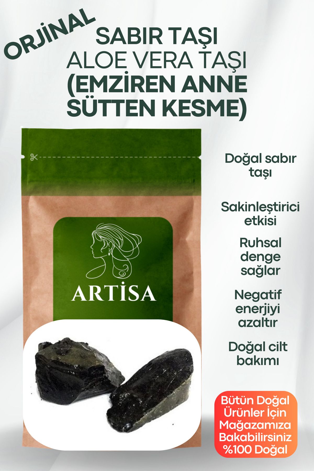 Artisa Doğal Sabır Taşı Emziren Anne Kesme 20gr – 100% Saf & Katkısız – Yeni Mahsul
