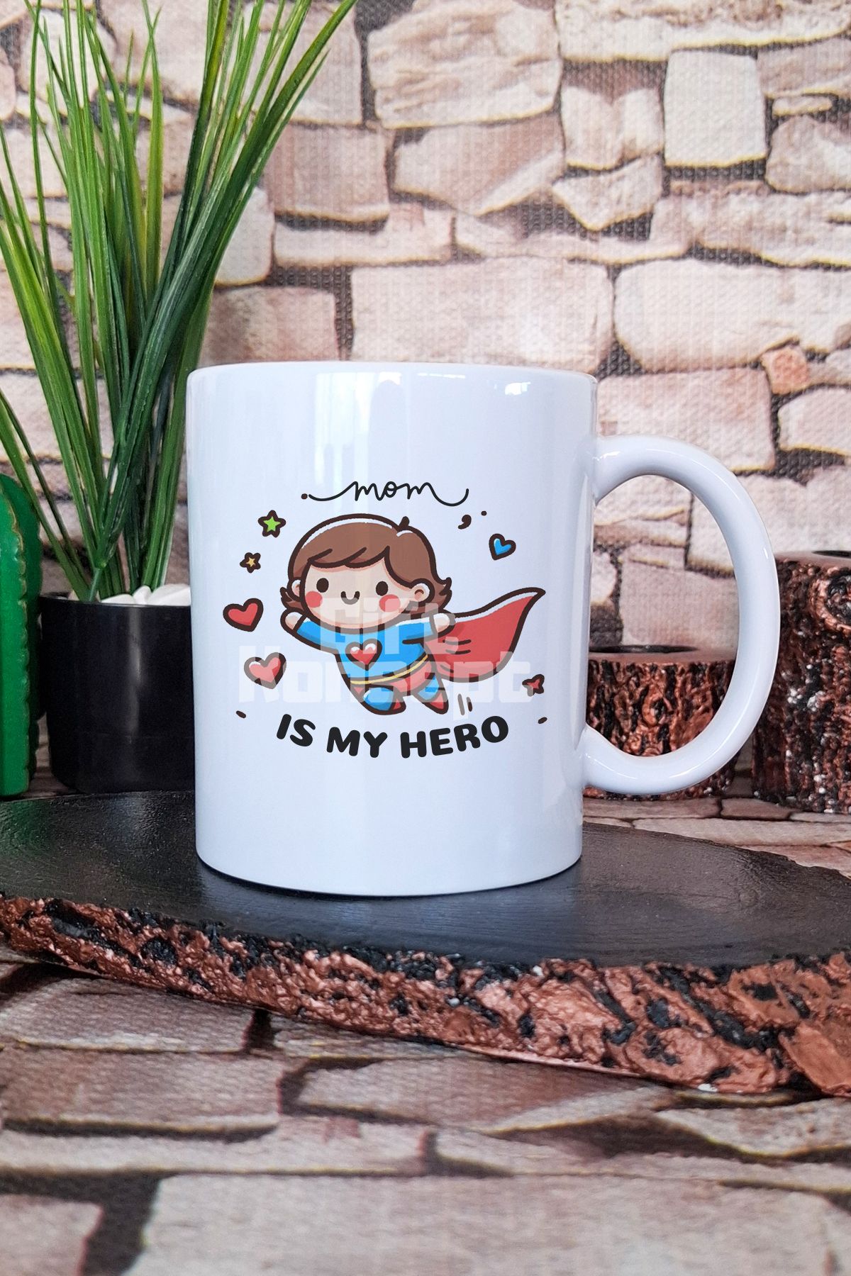 giftkonsept Mom is My Hero Annem Kahramanım Anneler Günü Hediyelik Baskılı Çay Kahve Sunum Kupa Bardak