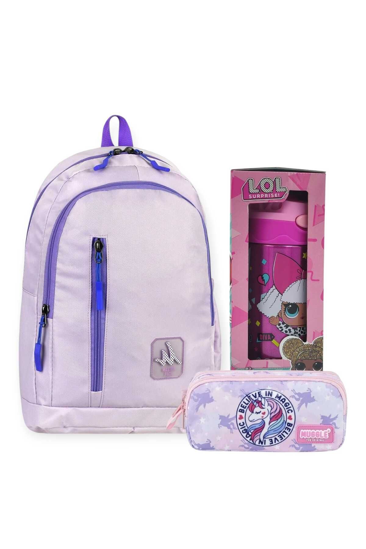 MASTER PACK Tablet Notebook Gözlü Sırt Çantası , Çift Gözlü Kalem Çantası , Lisanslı Çelik Matara Hediye