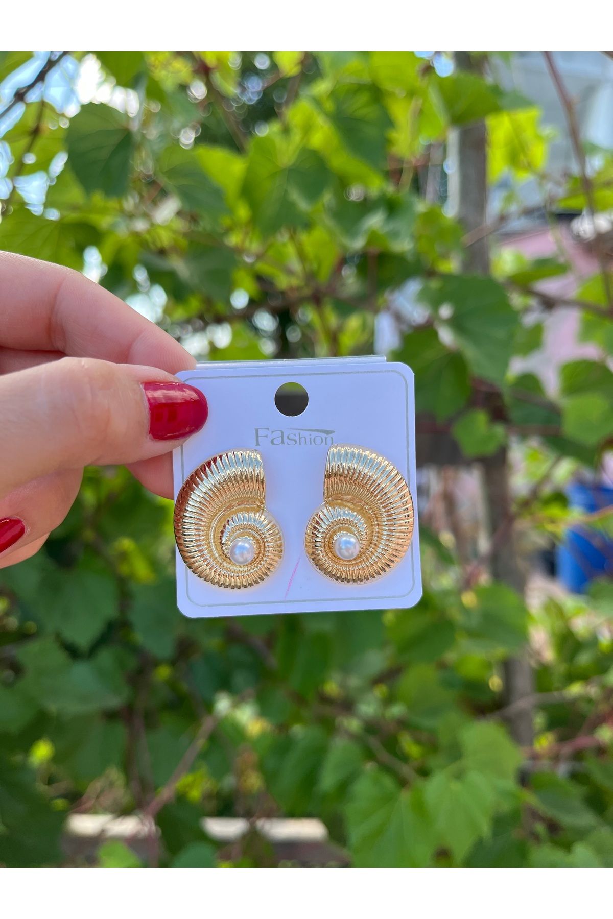 nergis collection Deniz Kabuğu 14k Vip Kaplama Kadın Küpe