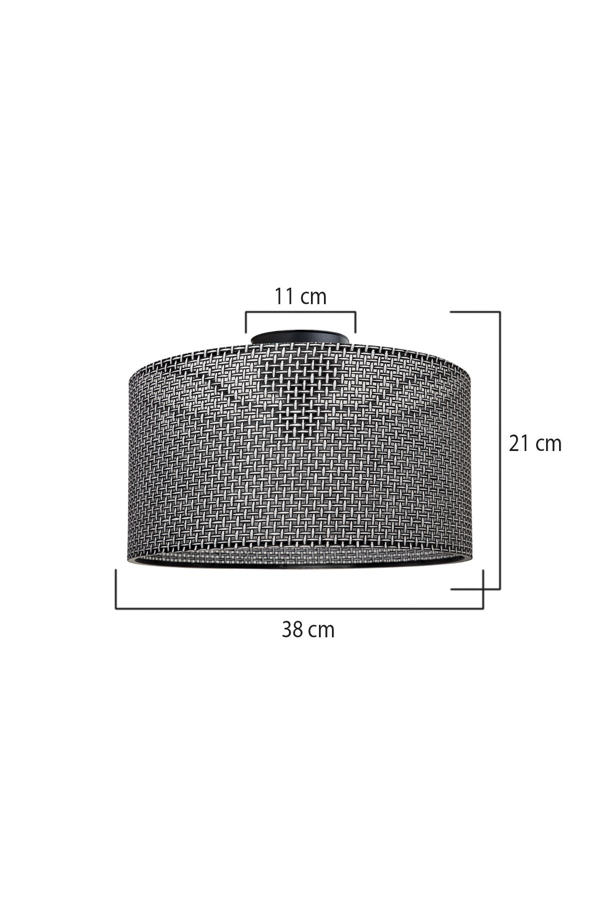 Tuğbasan GOZA 30 CM SİLİNDİR PLAFONYER AVİZE ARTI DESEN SİYAH