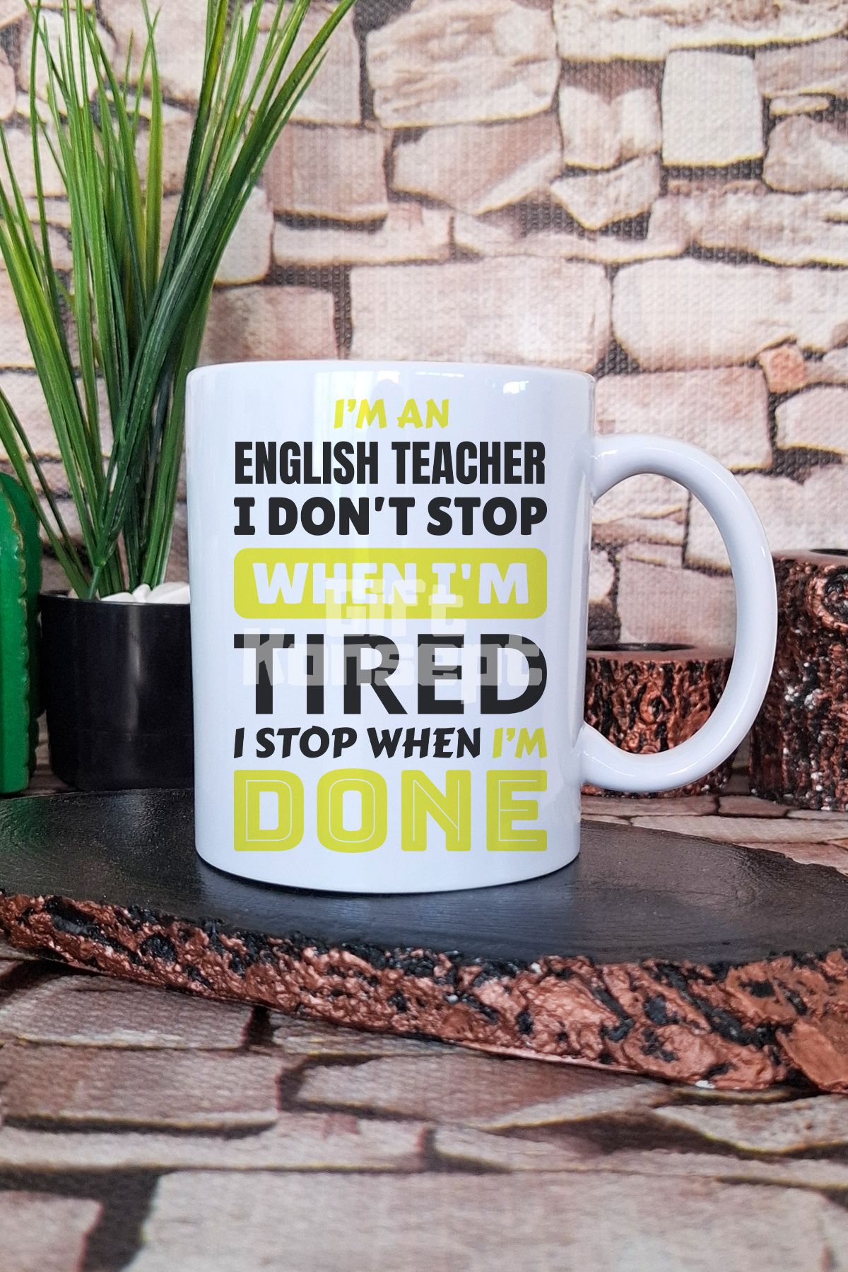 giftkonsept English Teacher Stop When Done Baskılı İngilizce Öğretmeni Hediye Baskılı Kupa Bardak