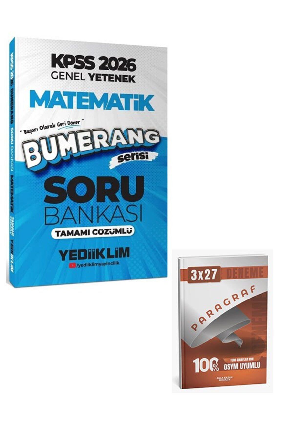 Anla Kazan Yayınları Yediiklim 2026 KPSS Matematik Bumerang Soru Bankası Çözümlü+Anla Kazan Paragraf