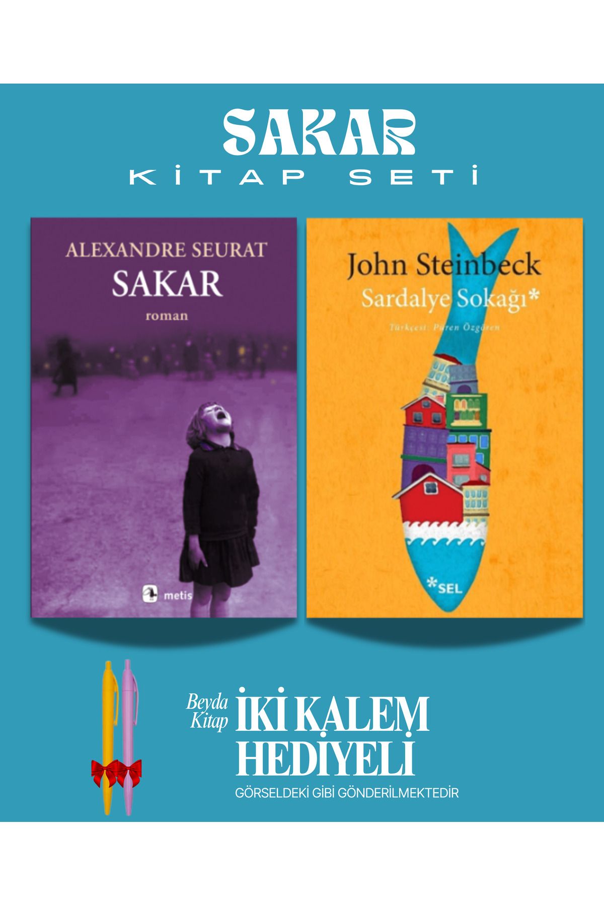 Metis Yayınları Sakar - Sardalye Sokağı - Alexandre Seurat - Kitap Seti - İki Kalem Hediyeli