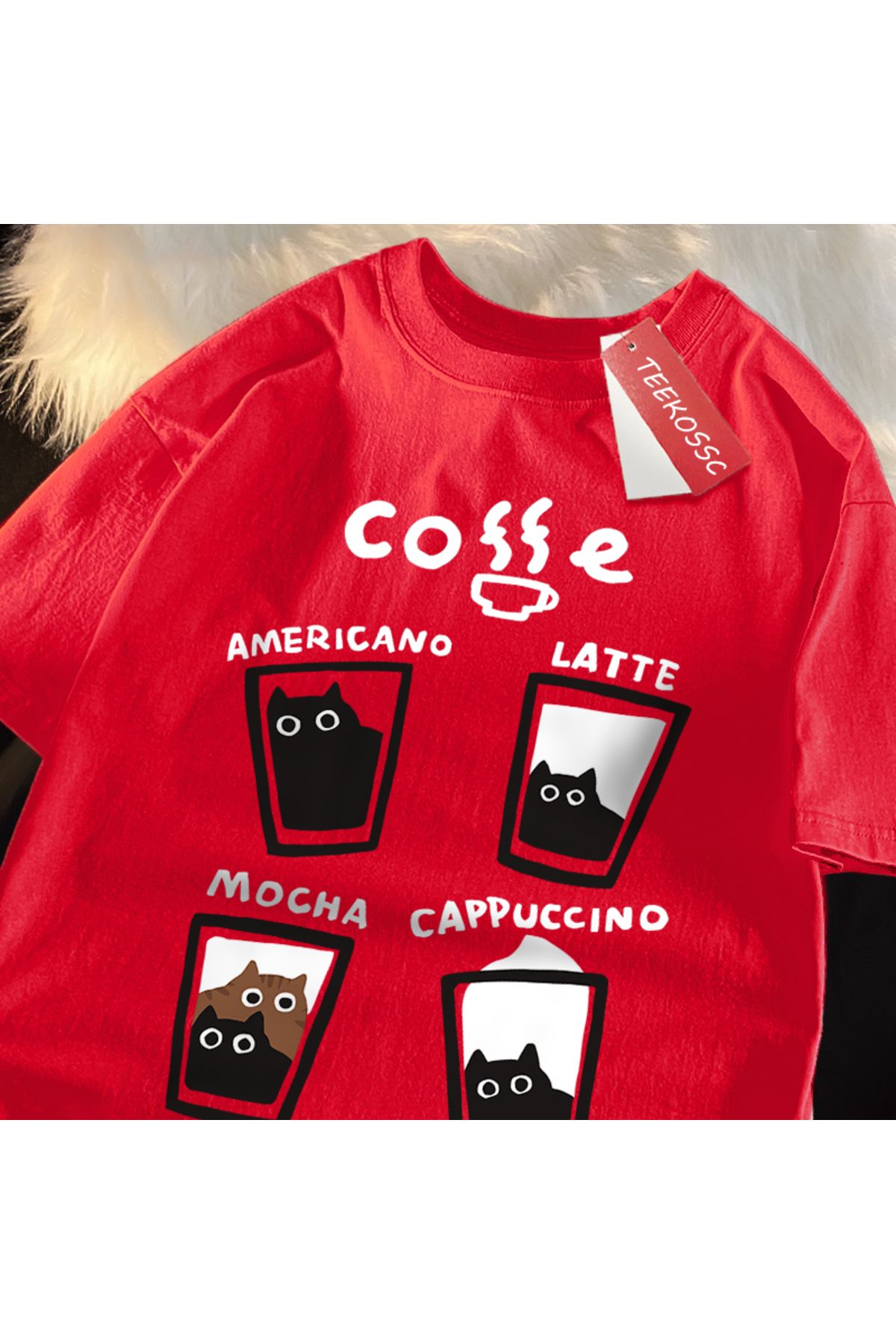 StartMore Y2k Vintage Tişört Tee Eğlenceli kahve kedi japon tarzı