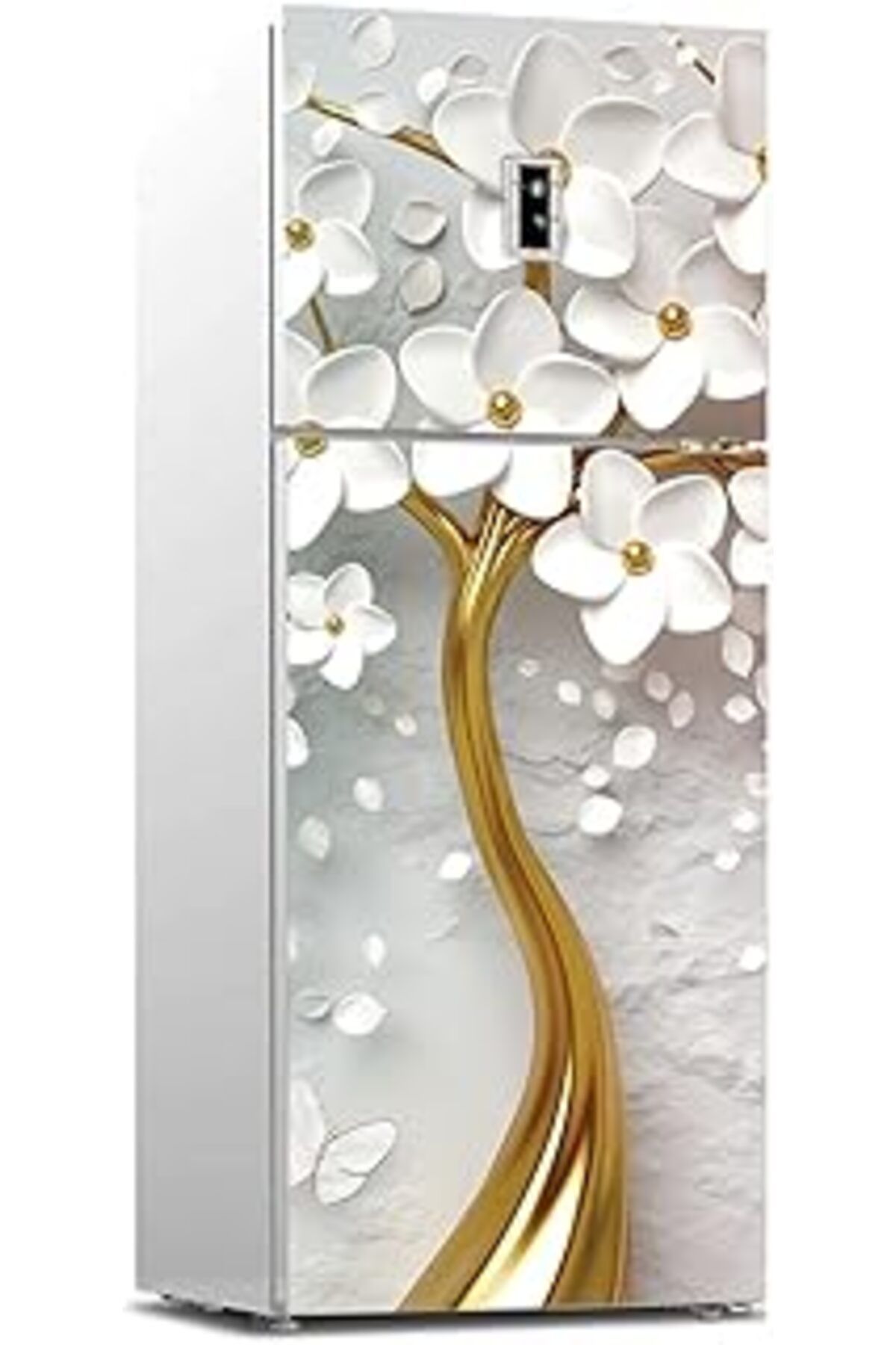 Mu Art Ahşap Buzdolabı Sticker Kaplama Dolap Kaplama Etiketi 3D Altın Ağaç