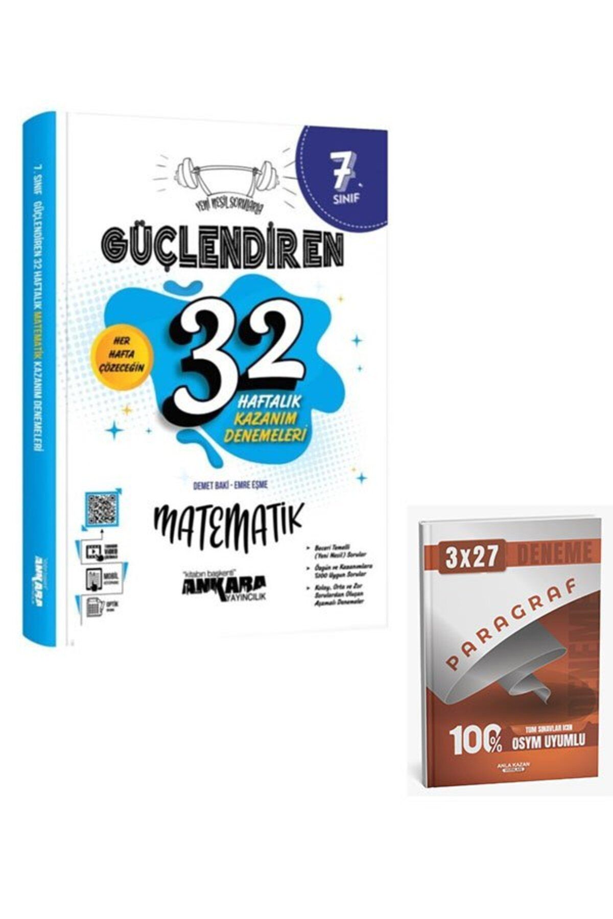Anla Kazan Yayınları Ankara 2026 7. Sınıf Matematik Güçlendiren 32 Haftalık Kazanım Denemeleri+Anla Kazan Paragraf