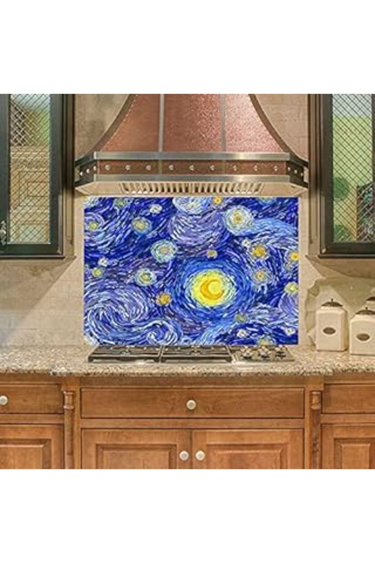 NETWORK ART Mutfak Duvar Tezgah Arası Ocak Arkası Sticker Kaplama Van Gogh