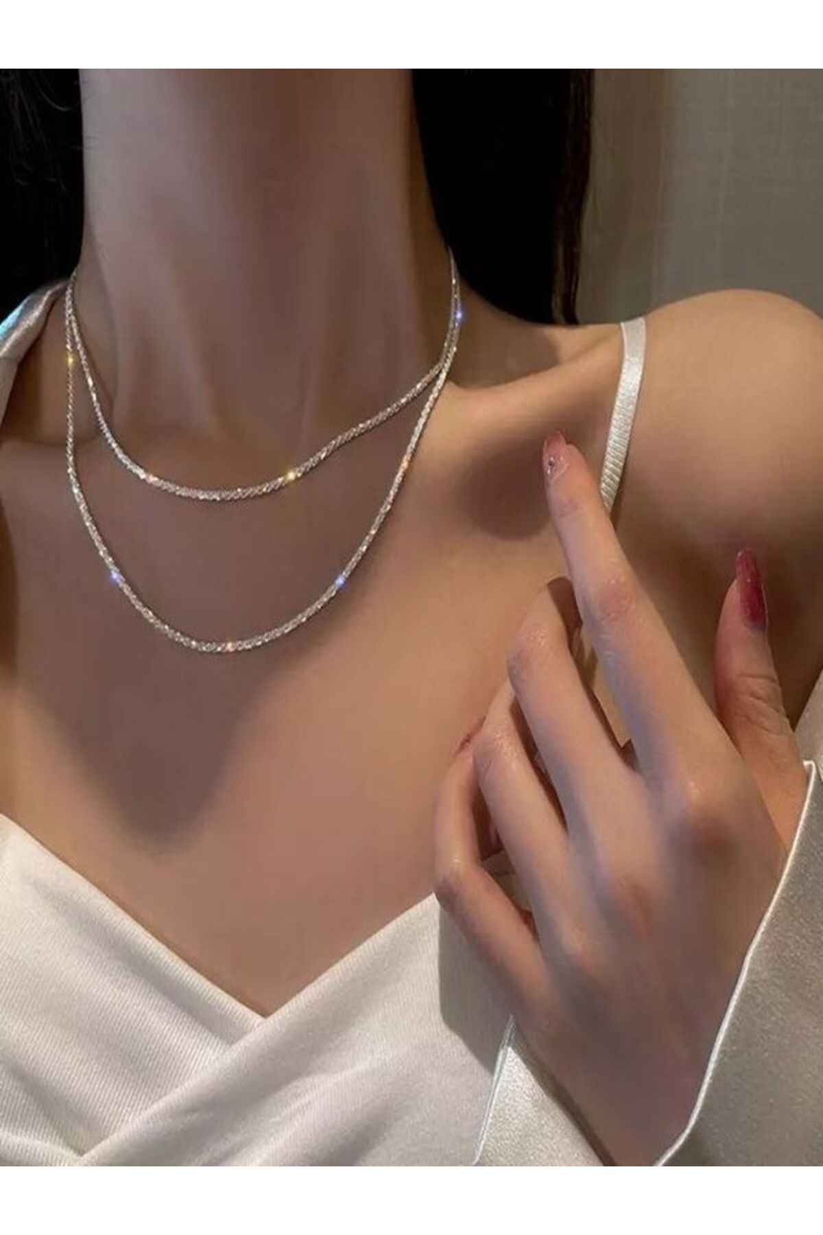 Store Kadın 2'li Rhinestone Zirkon Taşlı Su Yolu Kolye