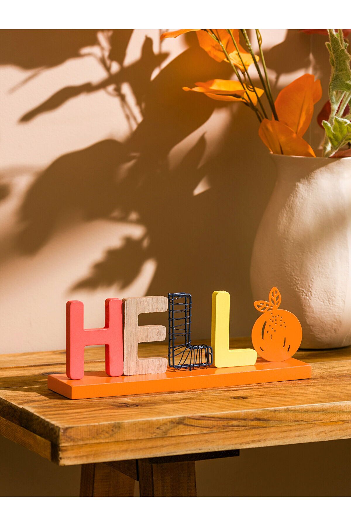 LC Waikiki Hello Yazı Baskılı Ahşap Biblo 23 cm