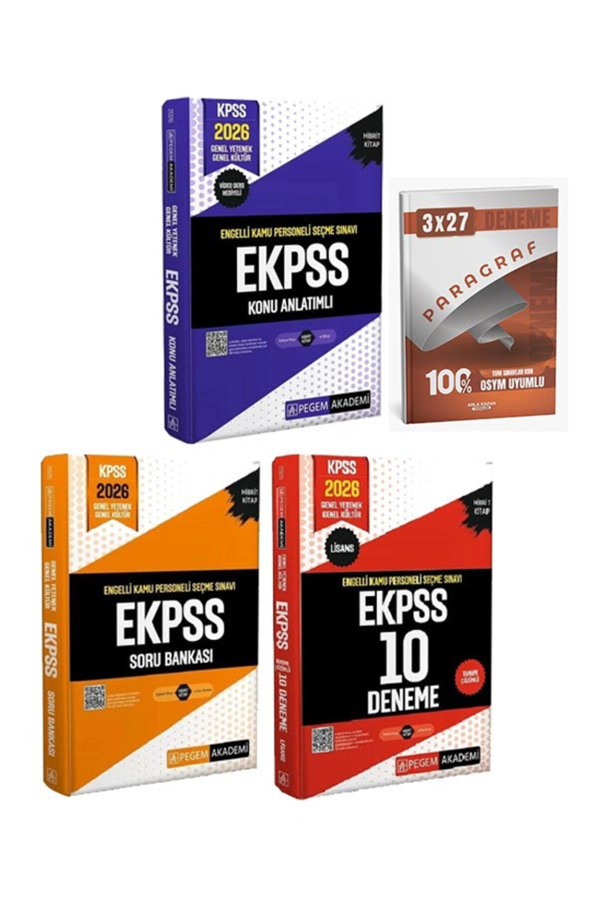 Anla Kazan Yayınları Pegem 2026 EKPSS Konu + Soru Bankası + 10 Deneme 3 lü Set+Anla Kazan Paragraf