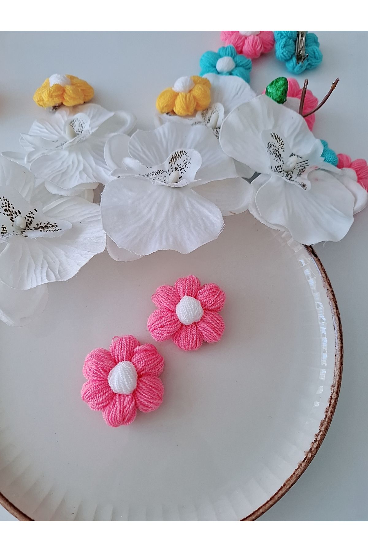 İPAR AKSESUAR PEMBE ÇITÇITLI 2Lİ EL ÖRGÜSÜ TOKA
