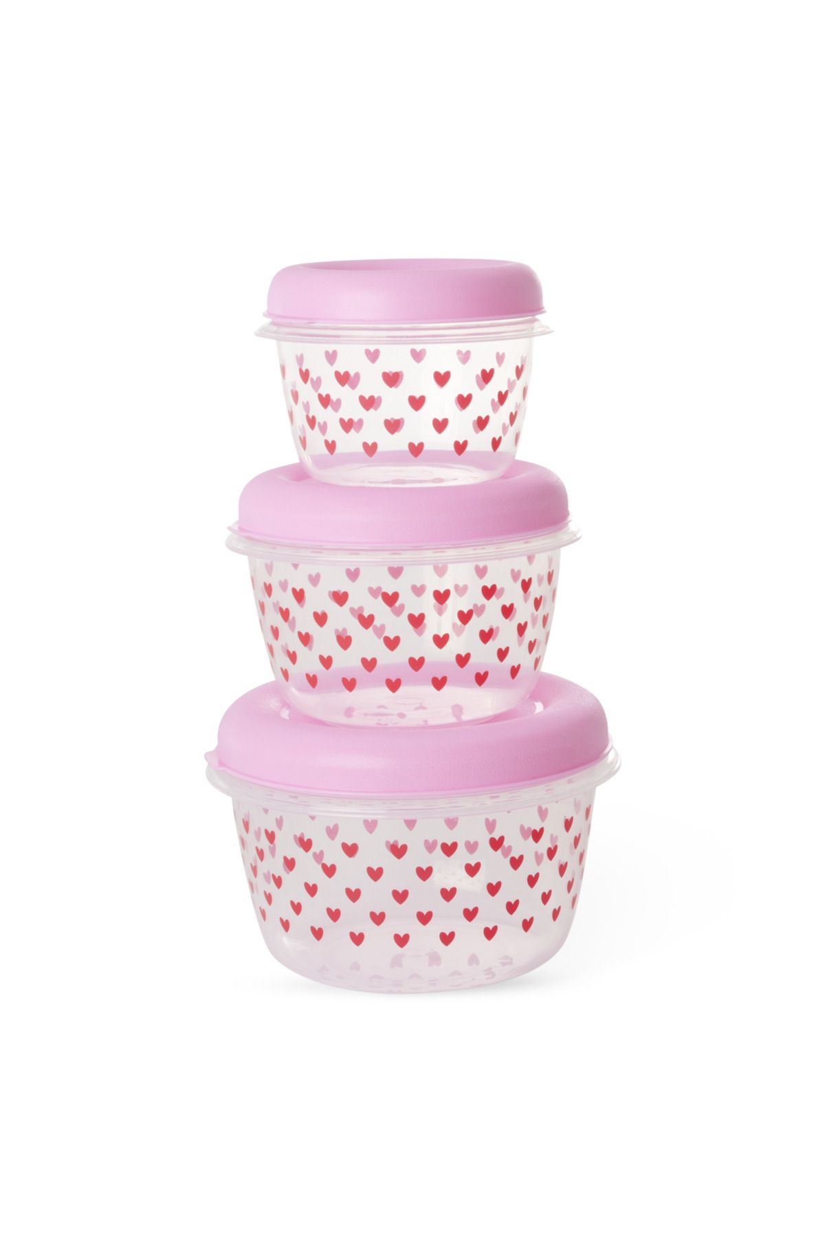 RICE Plastik Saklama Kabı - Pembe Puantiye