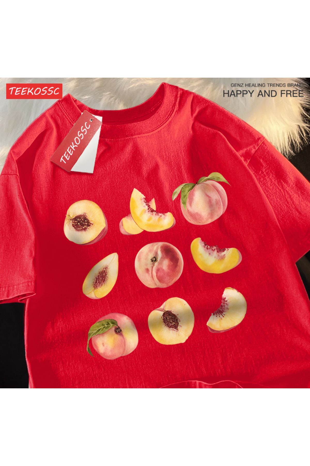 StartMore Y2k Vintage Tişört Tee 9 yolları yemek şeftali baskı