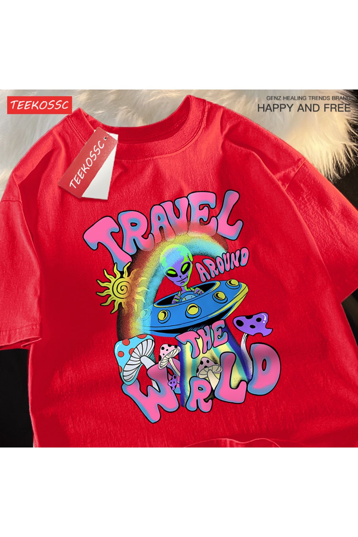 StartMore Y2k Vintage Tişört Tee Alien Ufo dünya