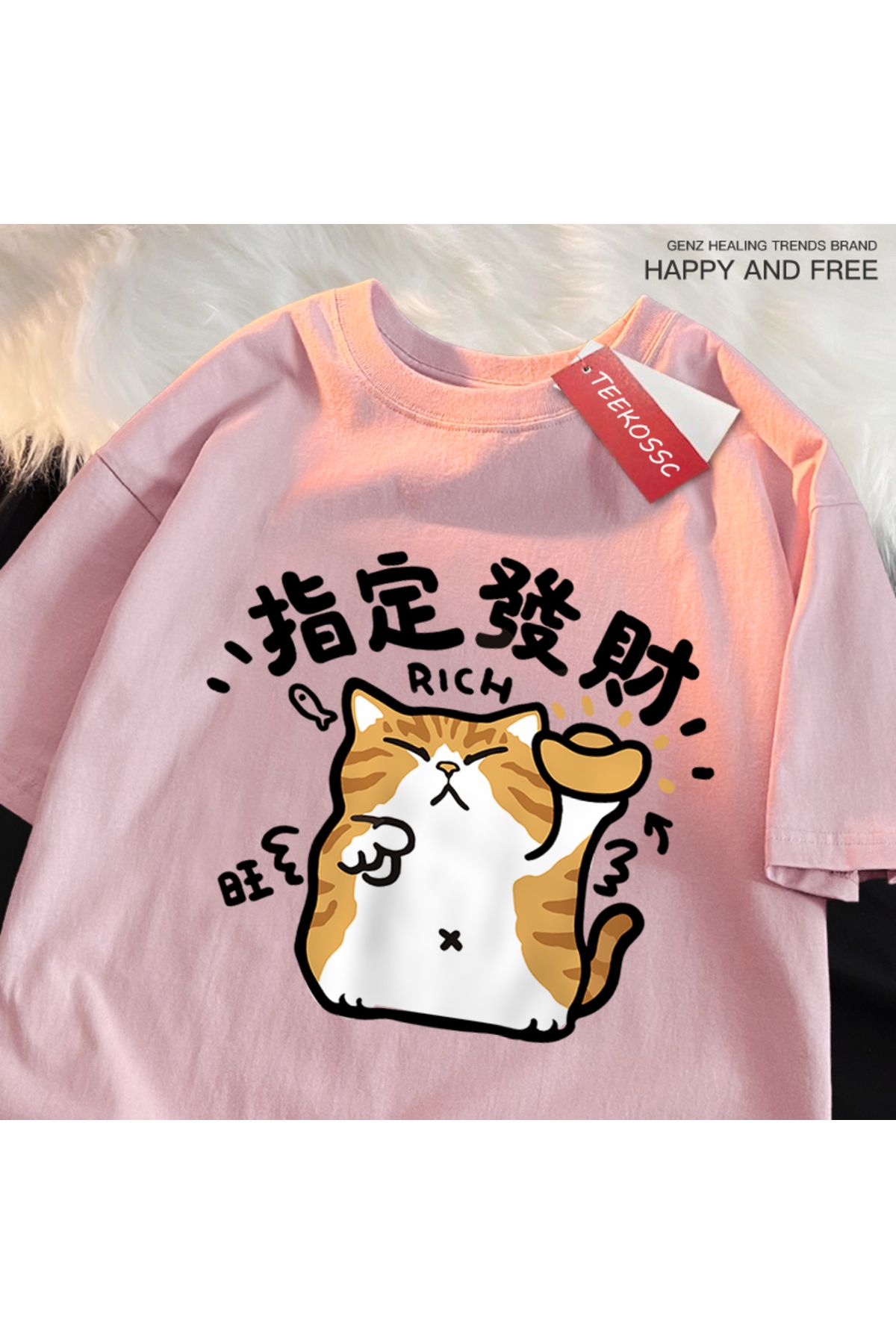 StartMore Y2k Vintage Tişört Tee Belirlenmiş servet eğlenceli kedi japon tarzı