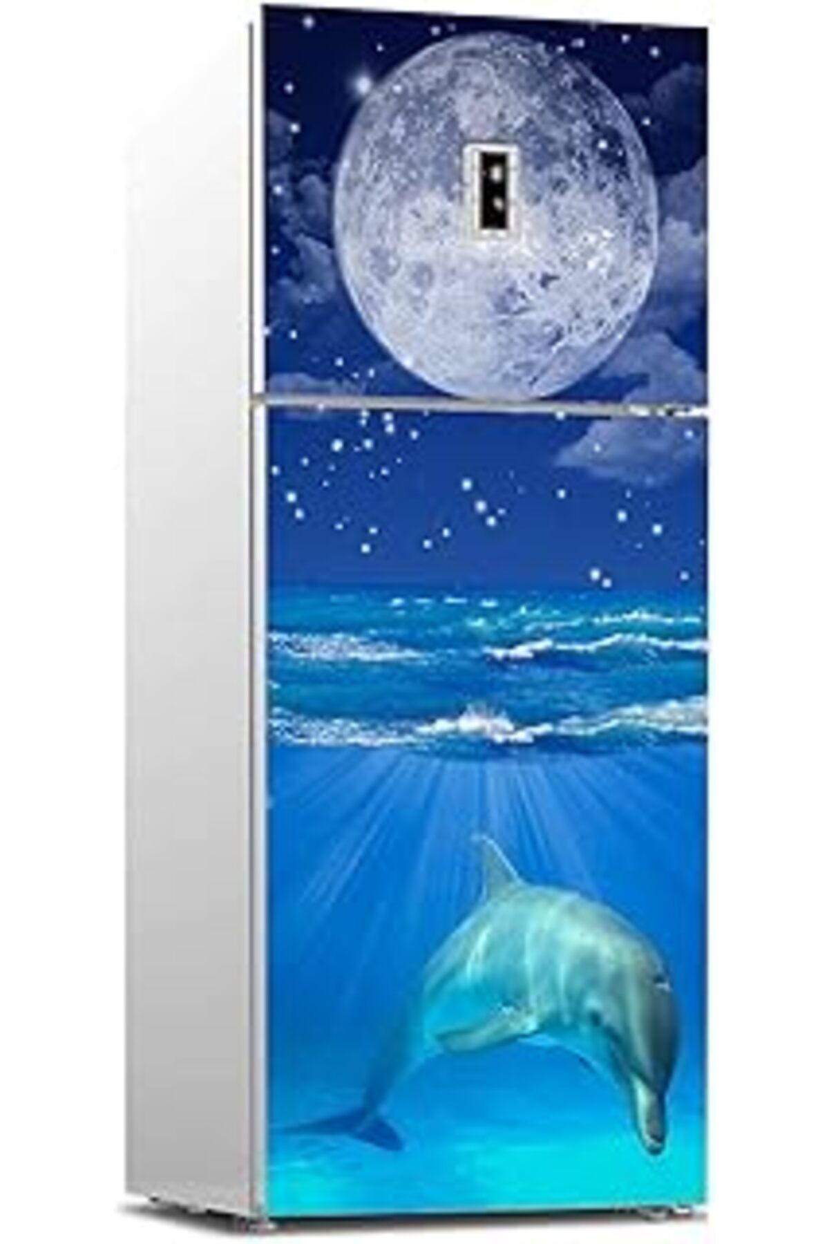 Mu Art Ahşap Buzdolabı Sticker Kaplama Dolap Kaplama Etiketi Uyuyan Yunus