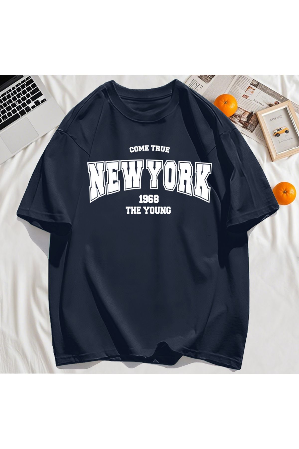 StartMore Y2k Vintage Tişört Tee Gerçek Gel New York 1968 Basit Sanat Mektup Baskı