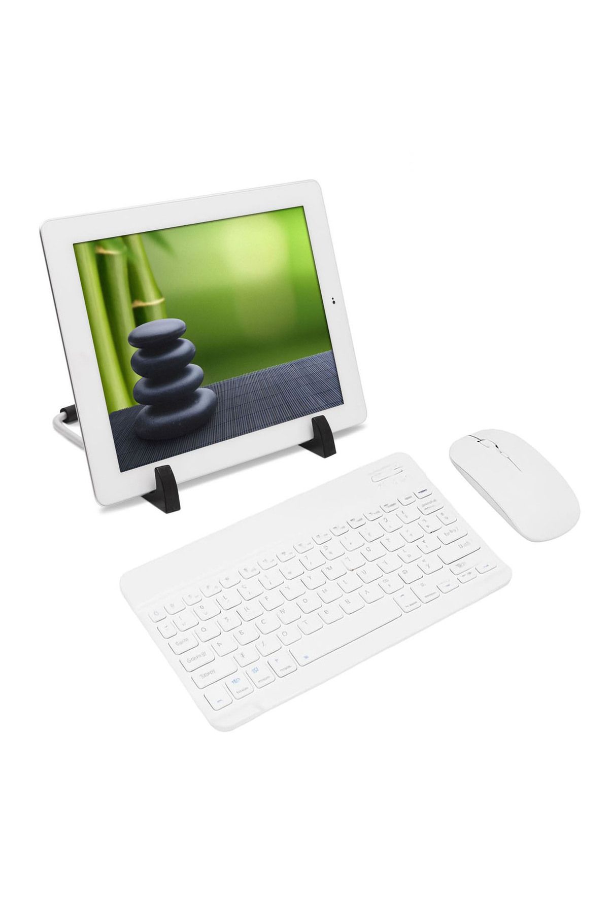 Forzacase Samsung Galaxy Tab A9 ile uyumlu Bluetooth Kablosuz Klavye Mouse + Tablet Standı - FC1088