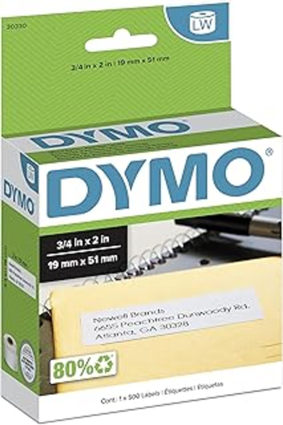 NETWORK ART Dymo Labelwriter Etiket Yazıcıları Için Otantik Lw Adresi Etiketleri, Beyaz, 3/4" X 2", 1 Rulo