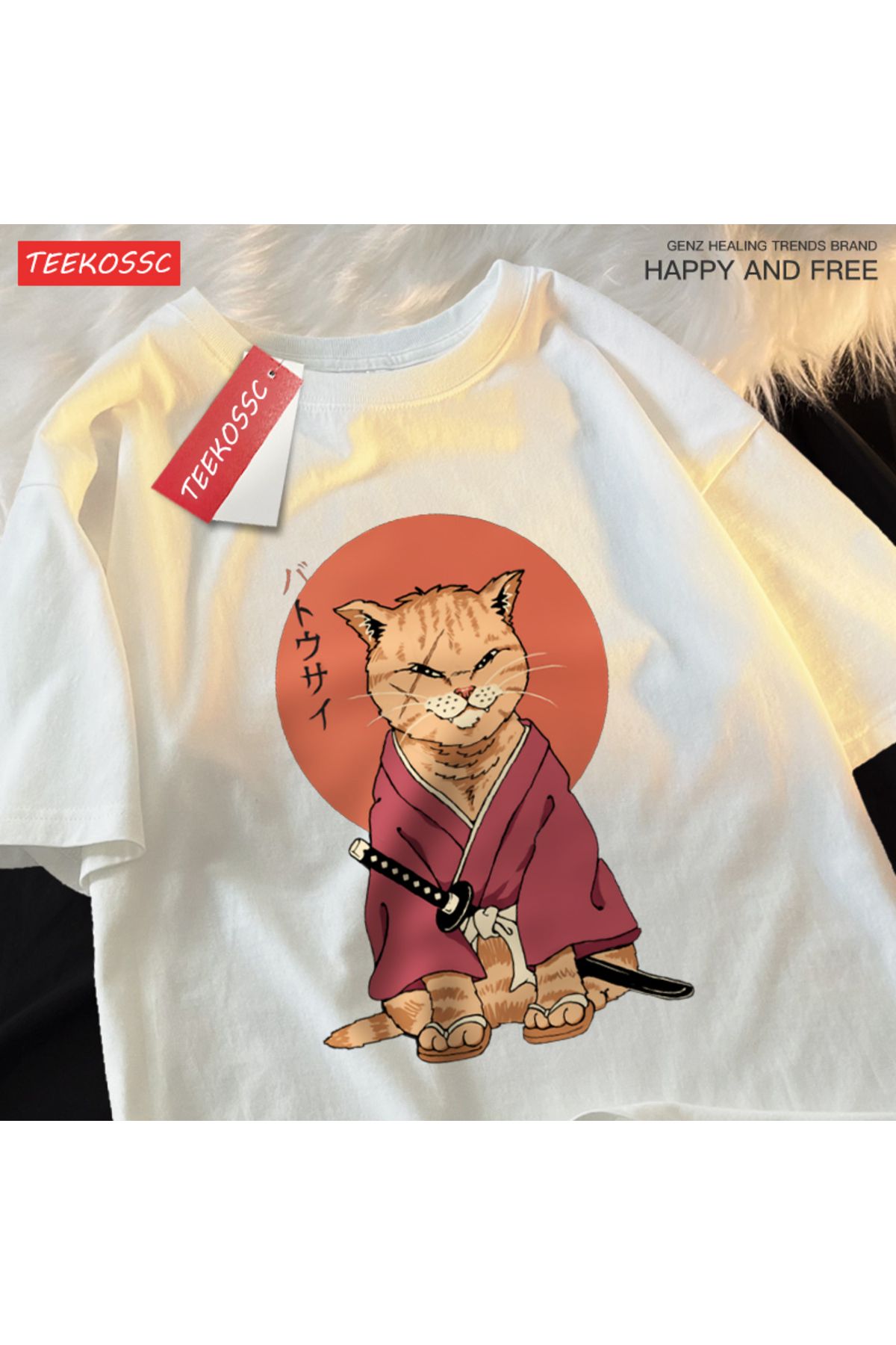 StartMore Y2k Vintage Tişört Tee Japon Harajuku skar bıçak kedi