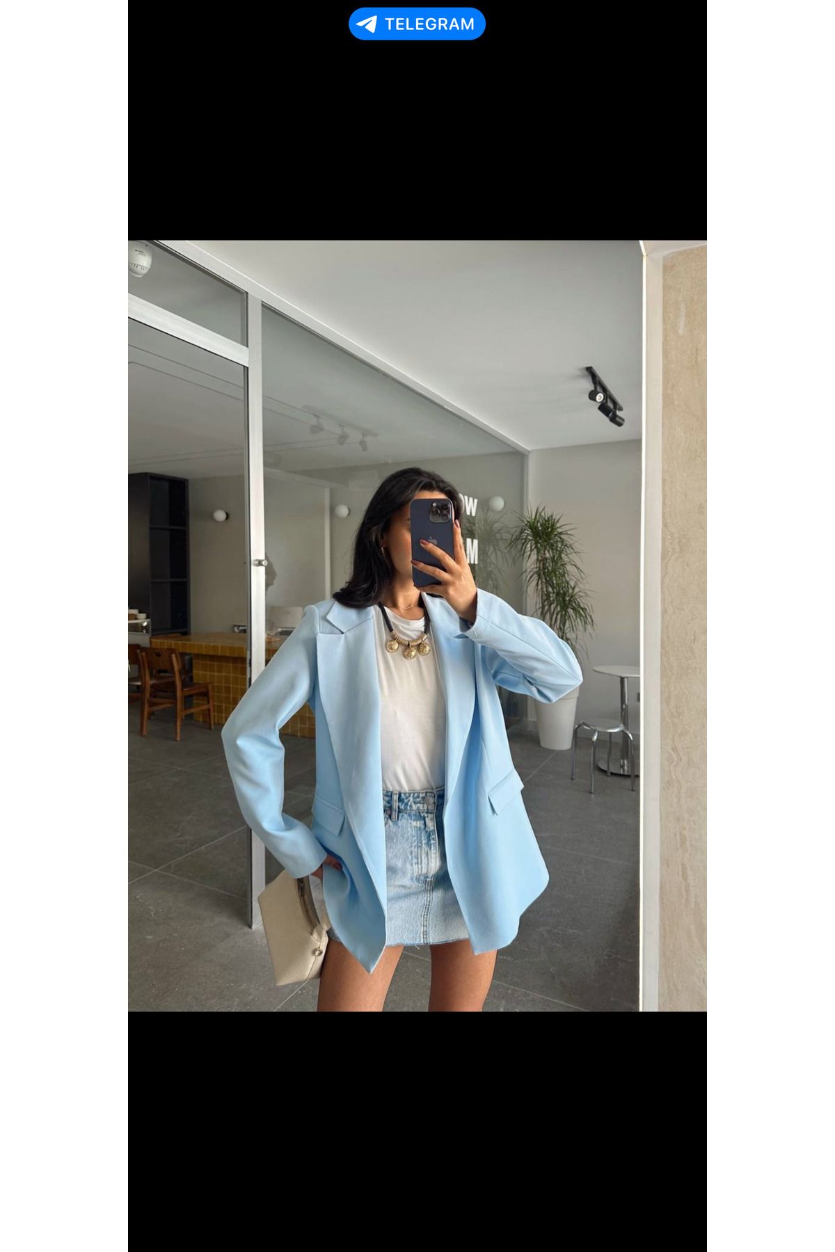 Butik Kadın bebe mavisi blazer ceket