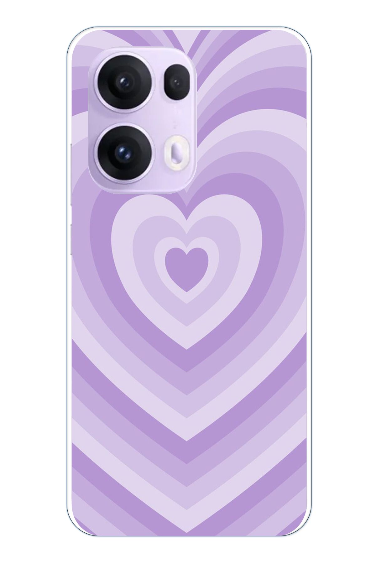 TechTree OPPO Reno 13 PRO Uyumlu Mor Kalp Dalgalar Tasarımlı Şeffaf Silikon Kılıf